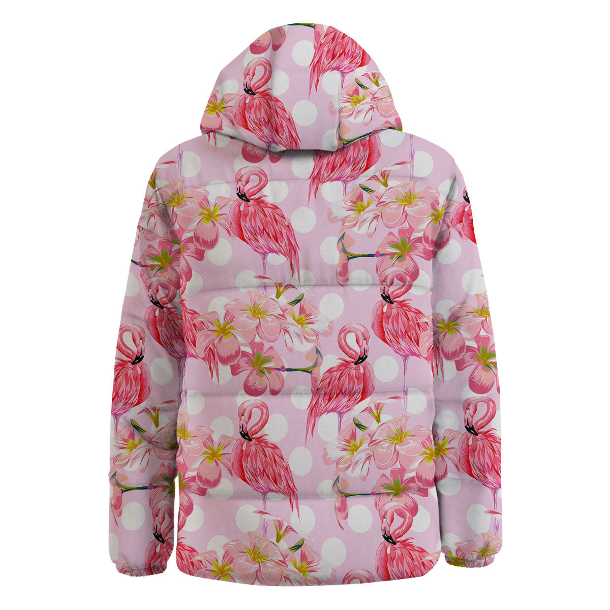 Flamingo Pink Polka Print Pattern Down Jacket-grizzshop