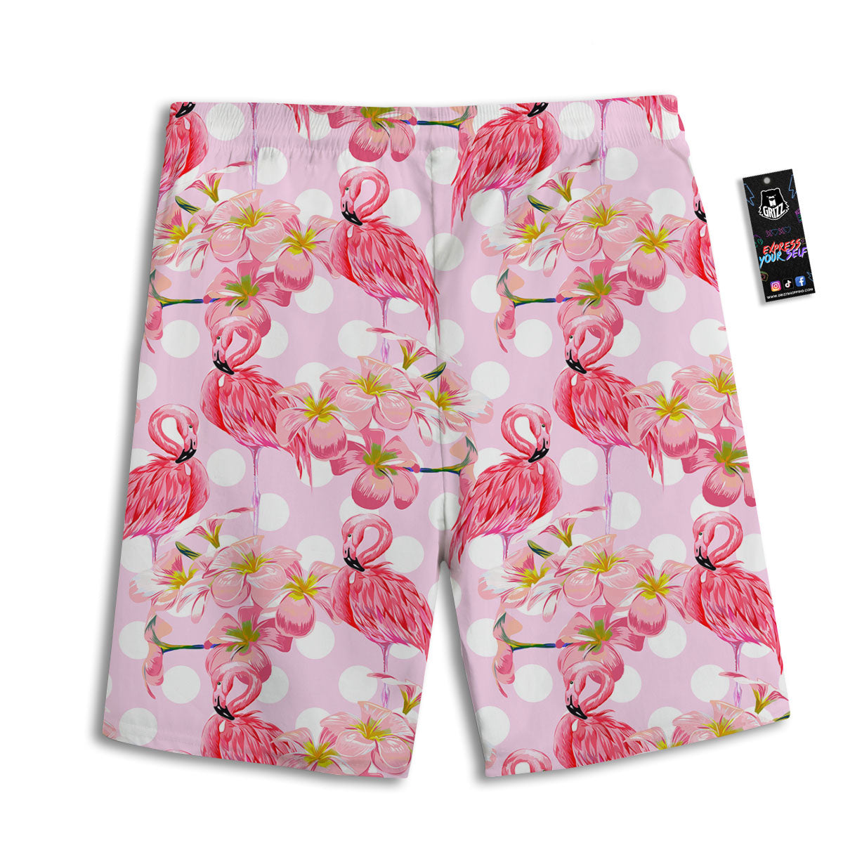 Flamingo Pink Polka Print Pattern Men's Athletic Shorts
