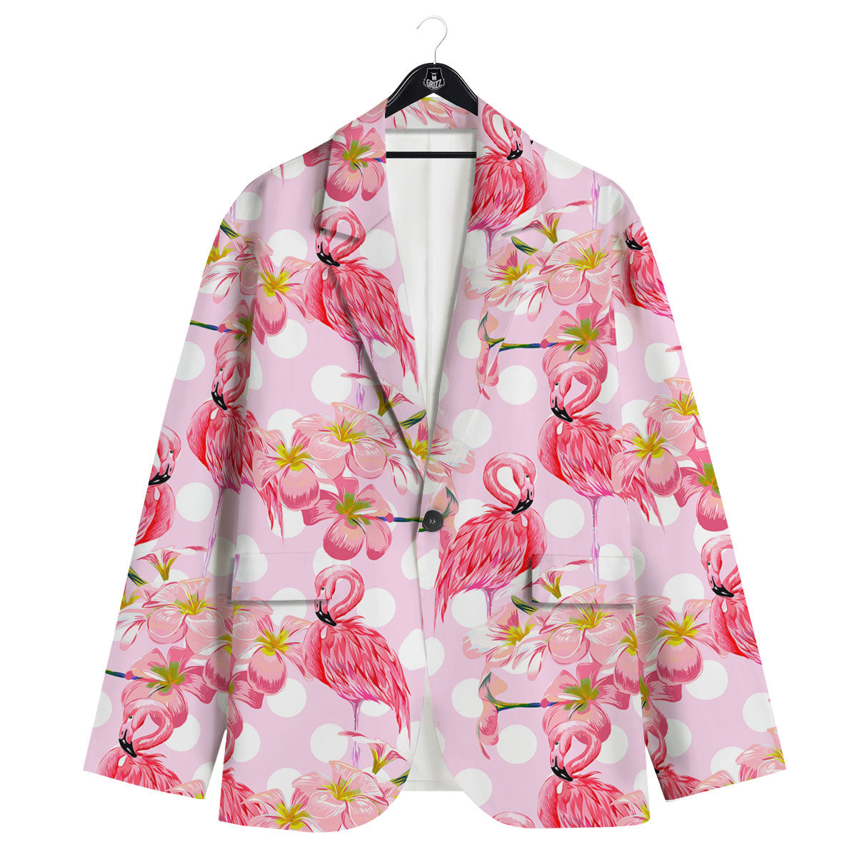 Flamingo Pink Polka Print Pattern Men's Sport Coat-grizzshop