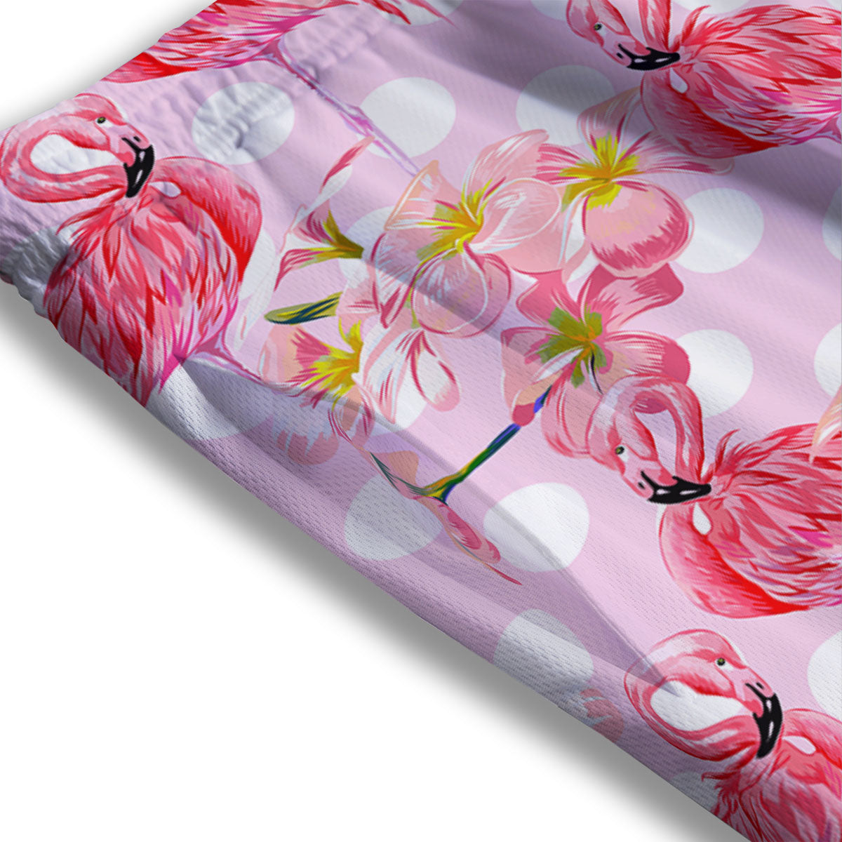 Flamingo Pink Polka Print Pattern Mesh Shorts