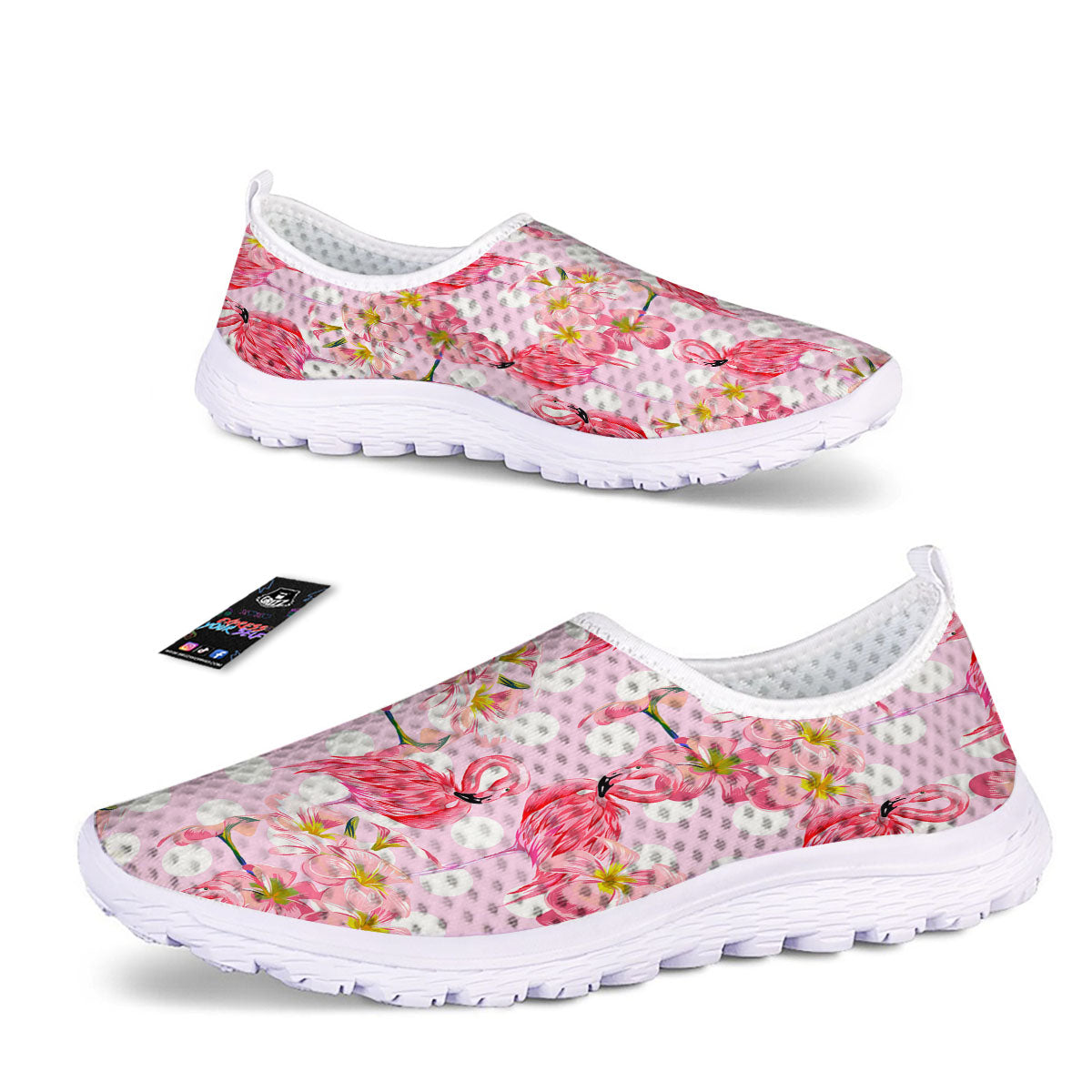 Flamingo Pink Polka Print Pattern Nurse Shoes-grizzshop