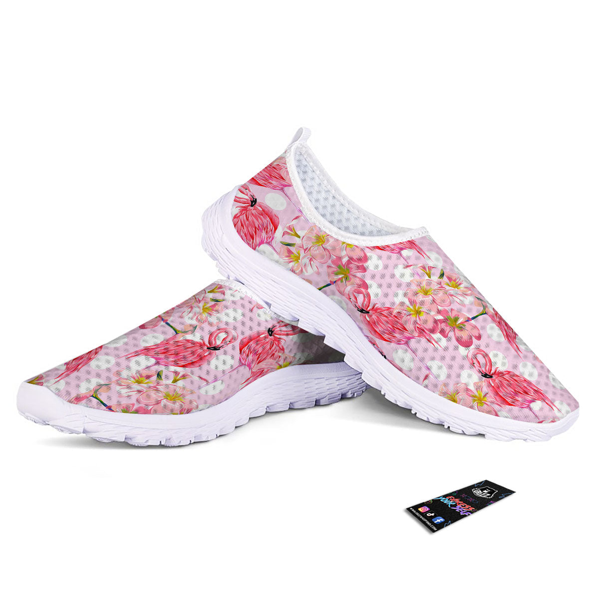 Flamingo Pink Polka Print Pattern Nurse Shoes-grizzshop