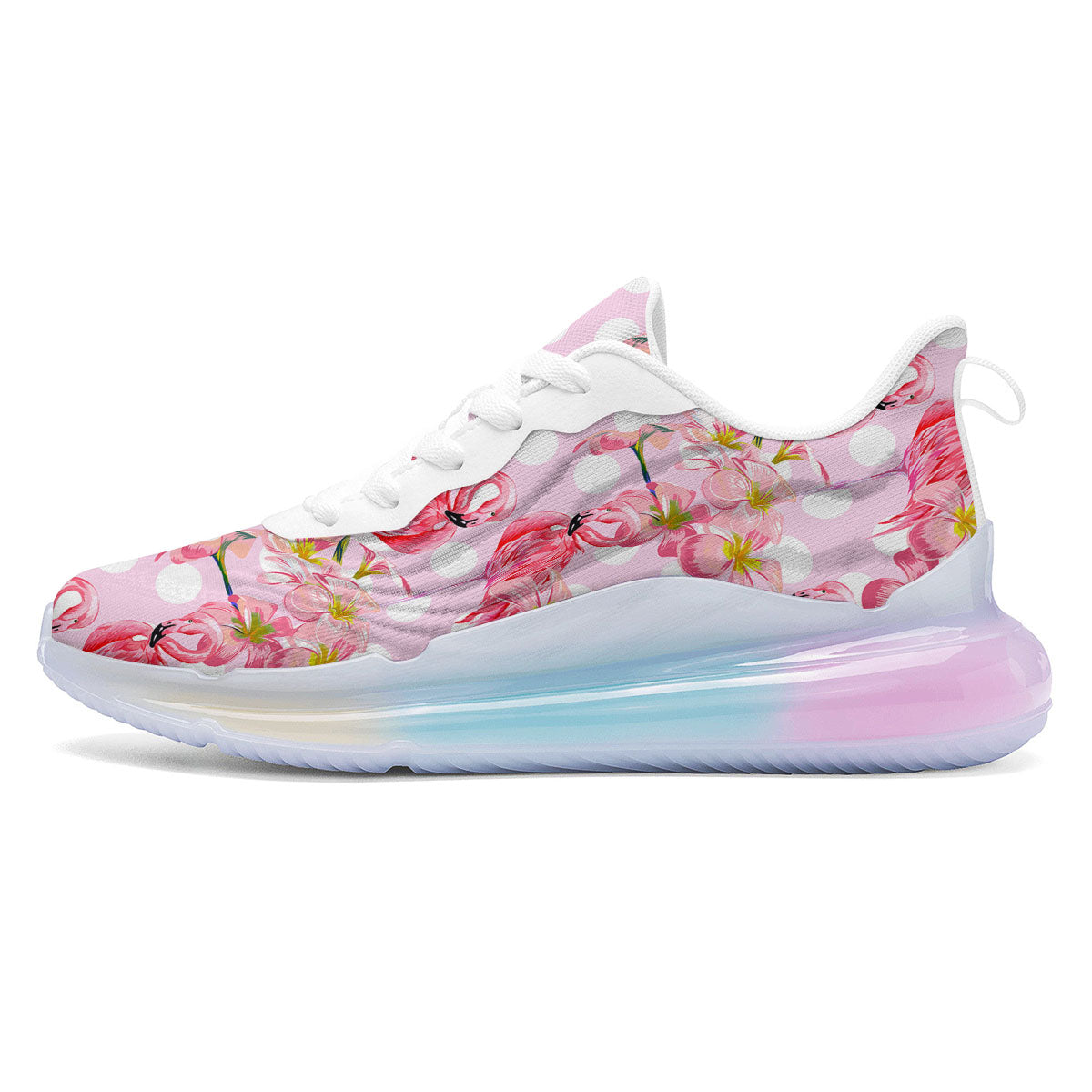 Flamingo Pink Polka Print Pattern Running Sneakers-grizzshop