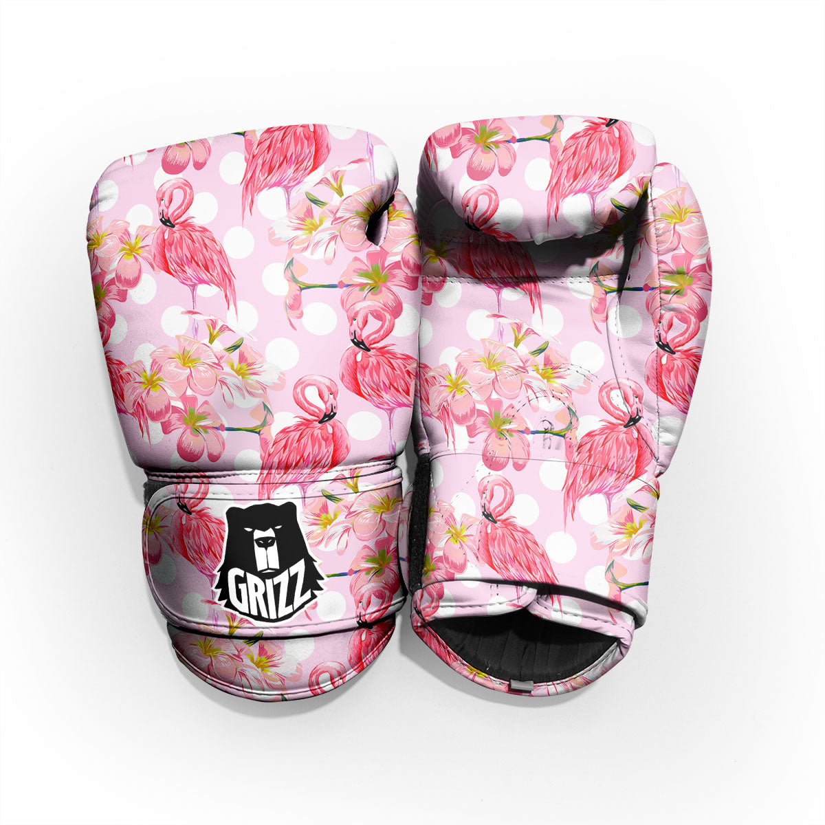 Flamingo Pink Polka Print Pattern Pro Boxing Glove
