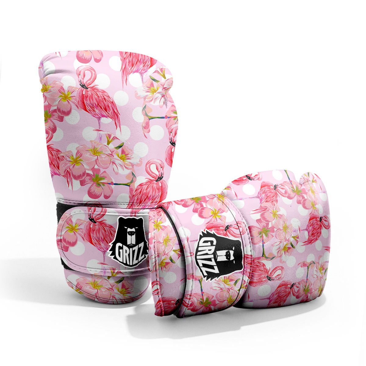 Flamingo Pink Polka Print Pattern Pro Boxing Glove