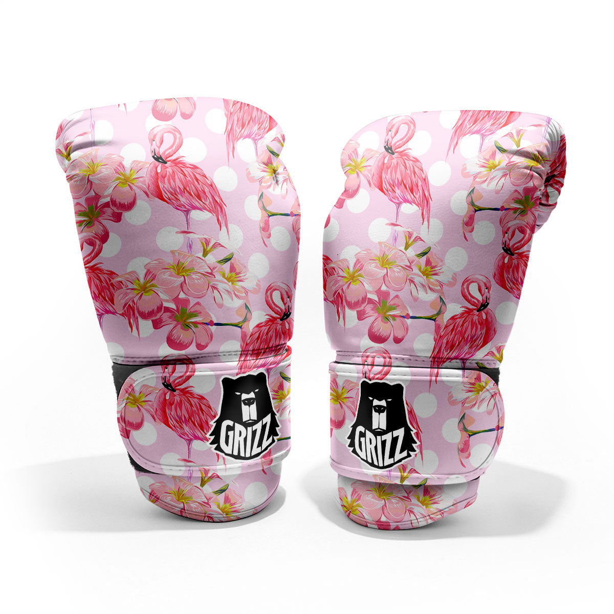 Flamingo Pink Polka Print Pattern Pro Boxing Glove