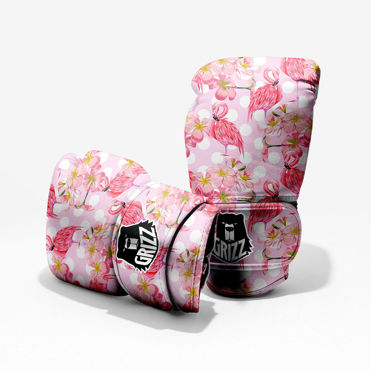 Flamingo Pink Polka Print Pattern Pro Boxing Glove
