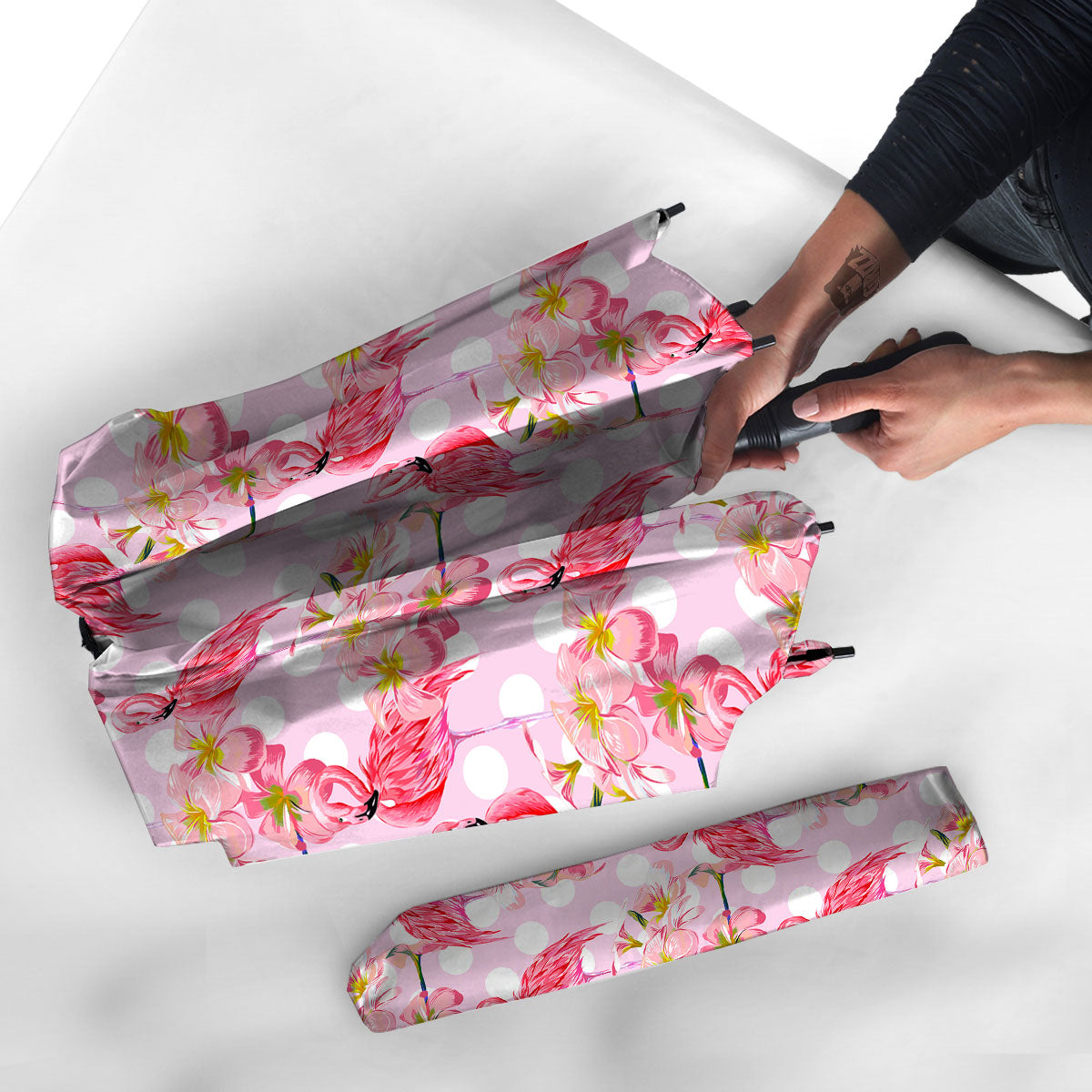 Flamingo Pink Polka Print Pattern Umbrella-grizzshop