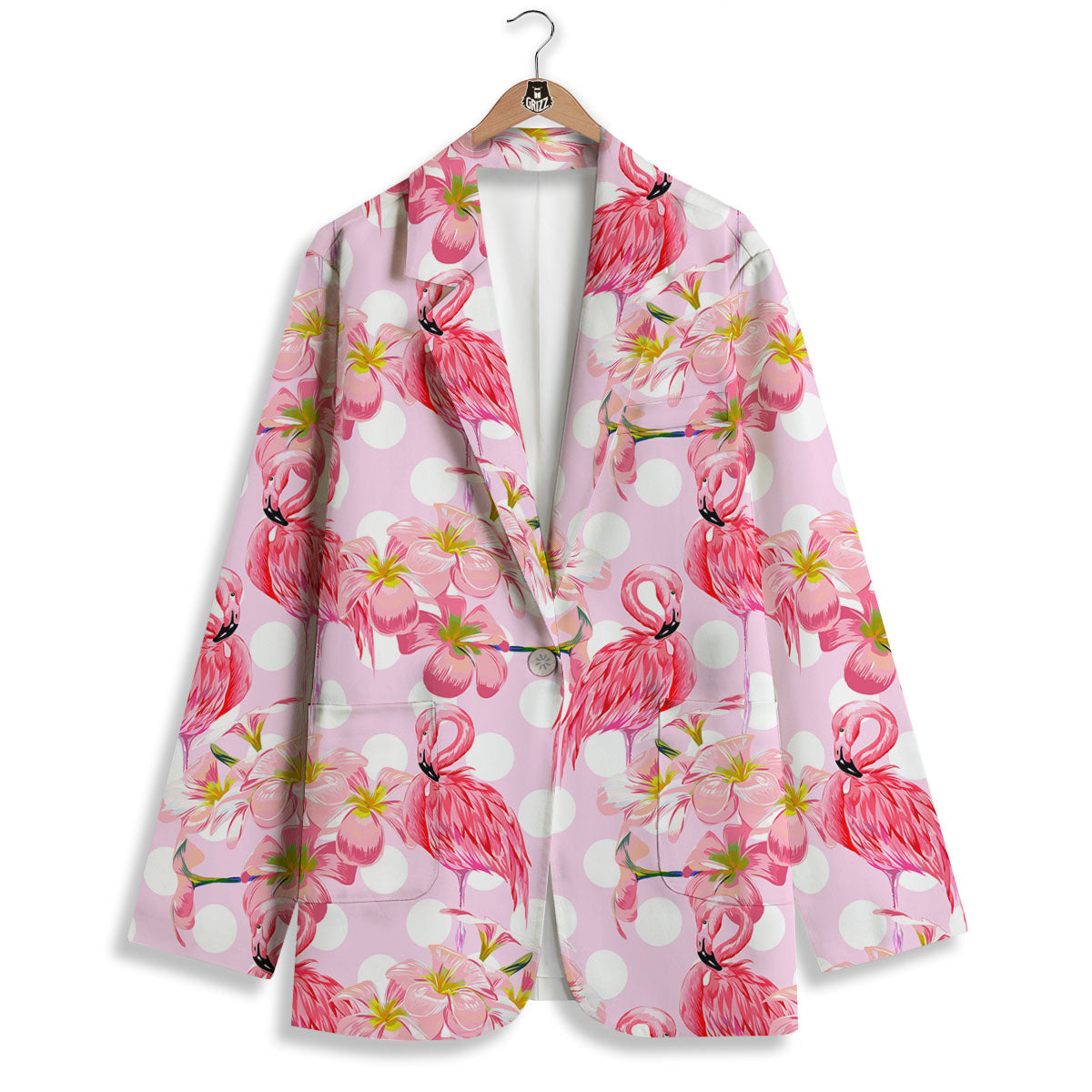 Flamingo Pink Polka Print Pattern Women s Blazer Grizzshopping