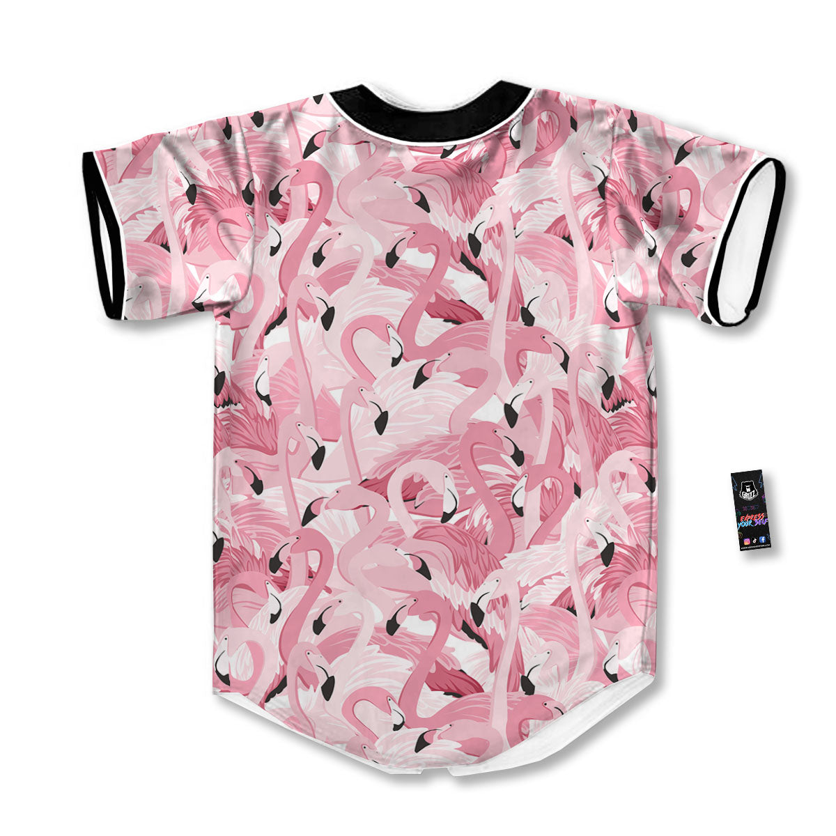 Flamingo Pink Print Pattern Baseball Jersey-grizzshop
