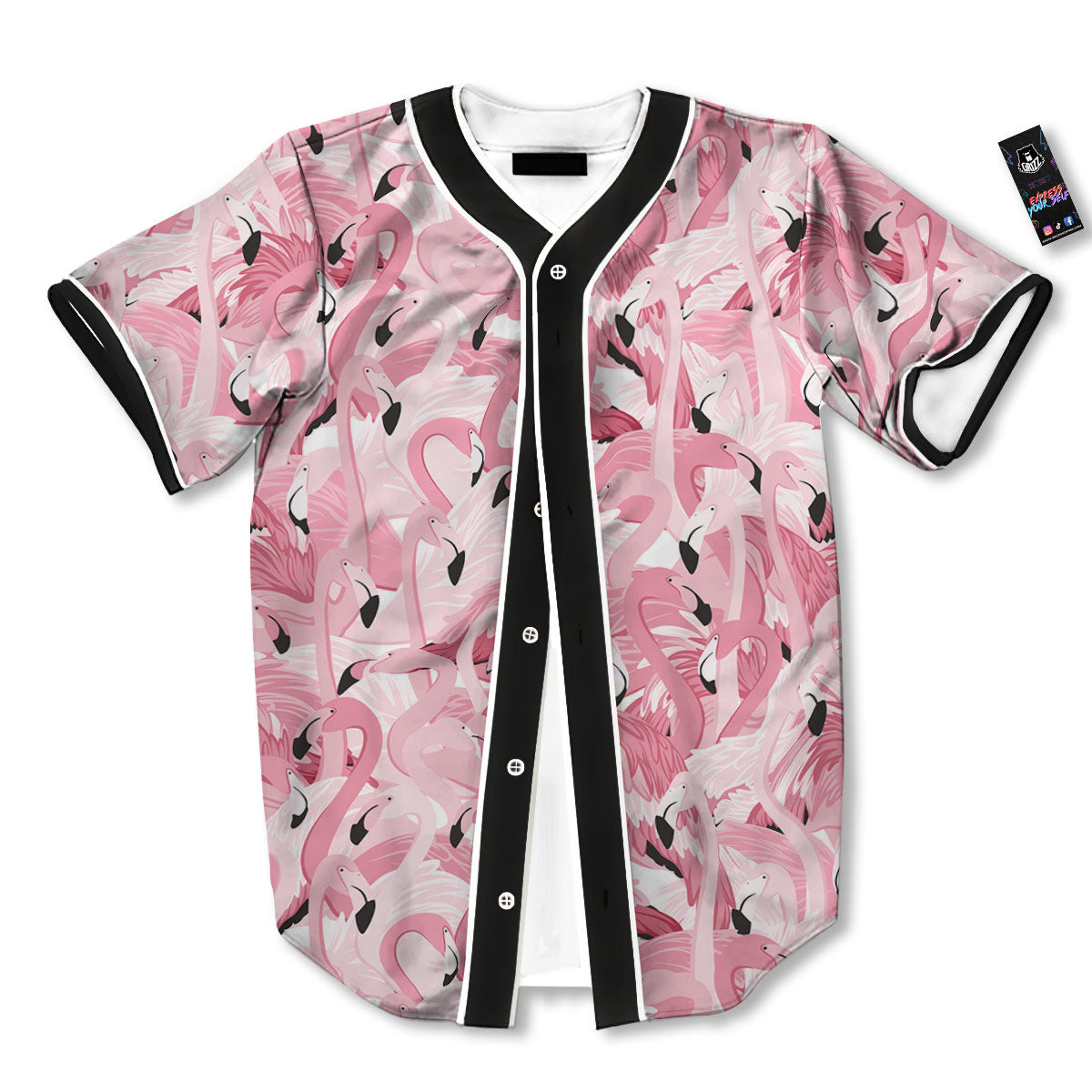 Flamingo Pink Print Pattern Baseball Jersey-grizzshop