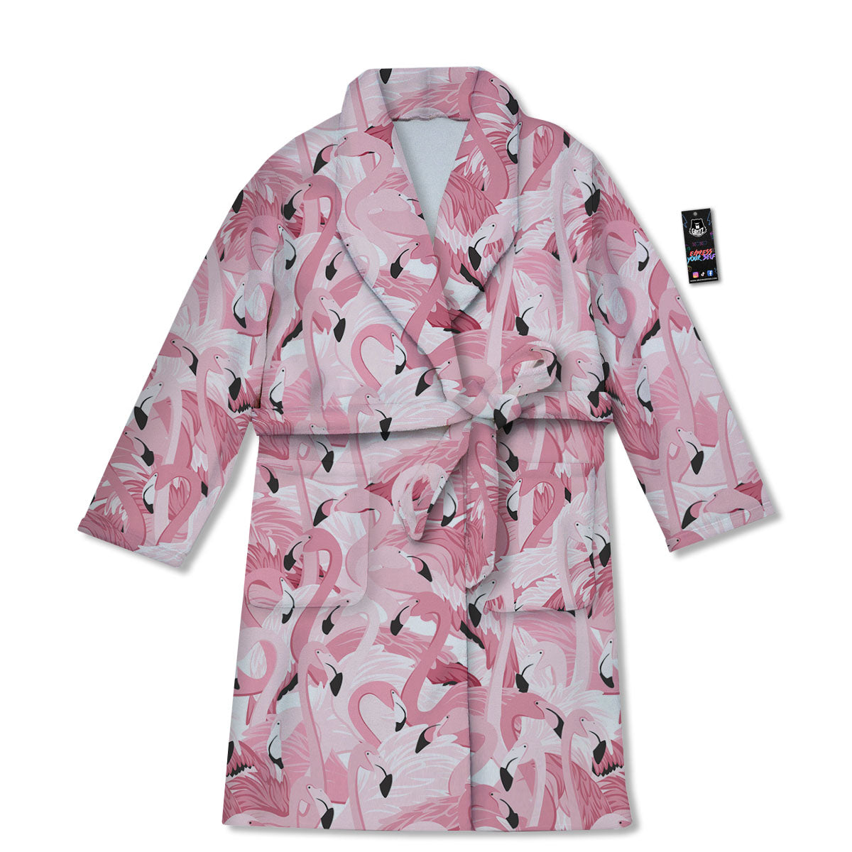 Flamingo Pink Print Pattern Bathrobe-grizzshop