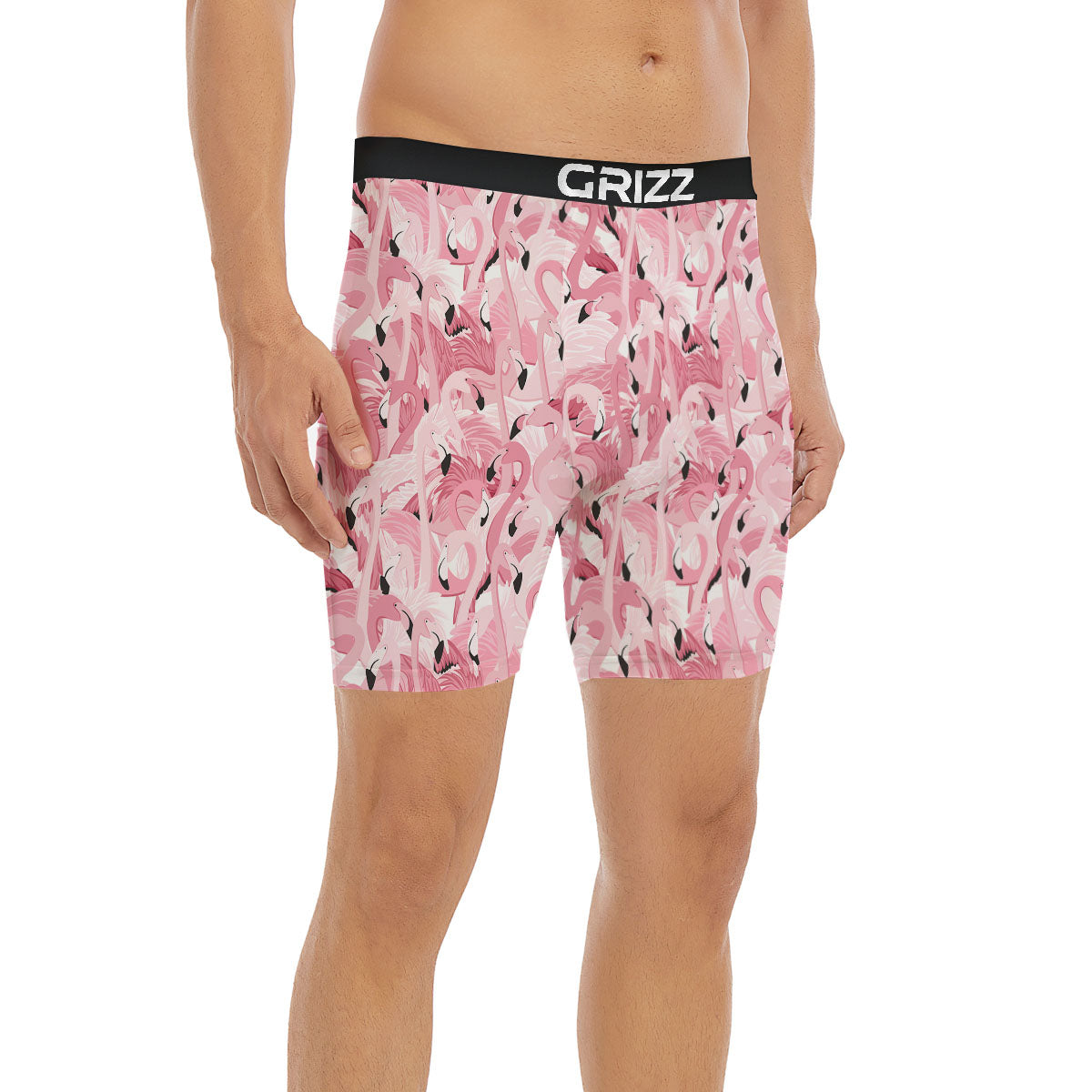 Flamingo Pink Print Pattern Boxer Briefs-grizzshop