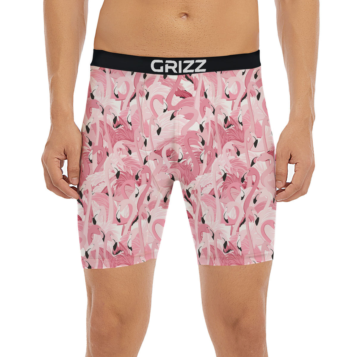 Flamingo Pink Print Pattern Boxer Briefs-grizzshop