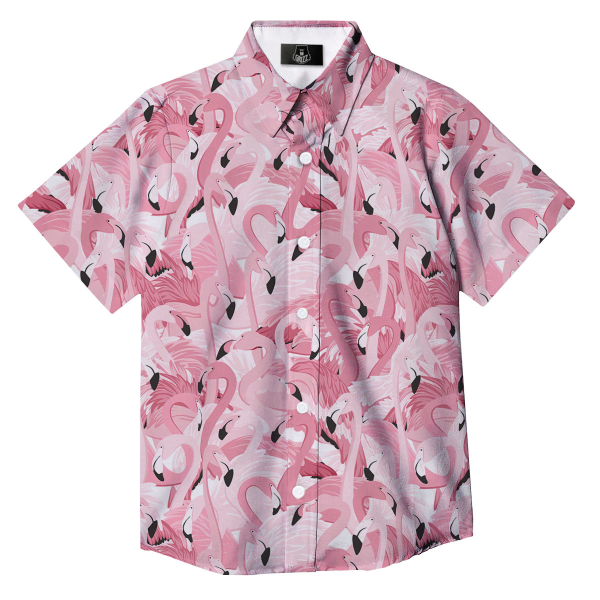 Flamingo Pink Print Pattern Button Up Shirt-grizzshop