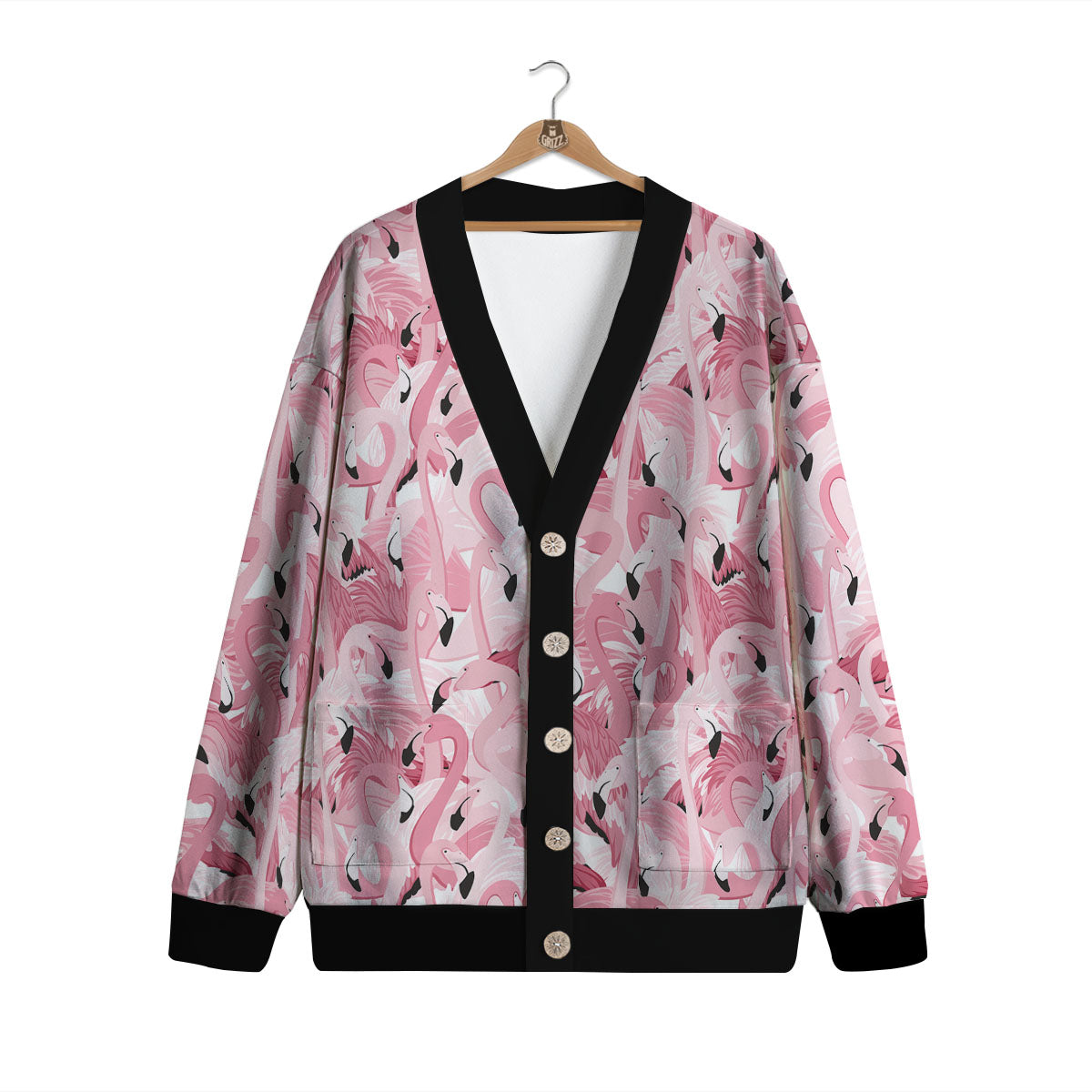 Flamingo Pink Print Pattern Cardigan-grizzshop