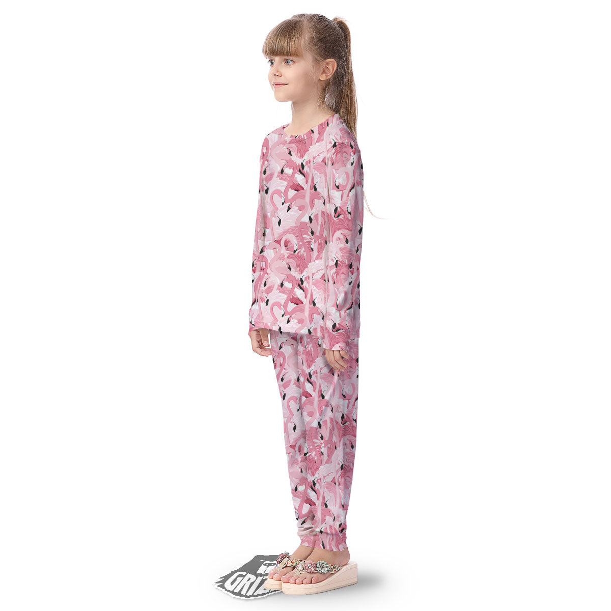 Flamingo Pink Print Pattern Kid's Pajamas-grizzshop