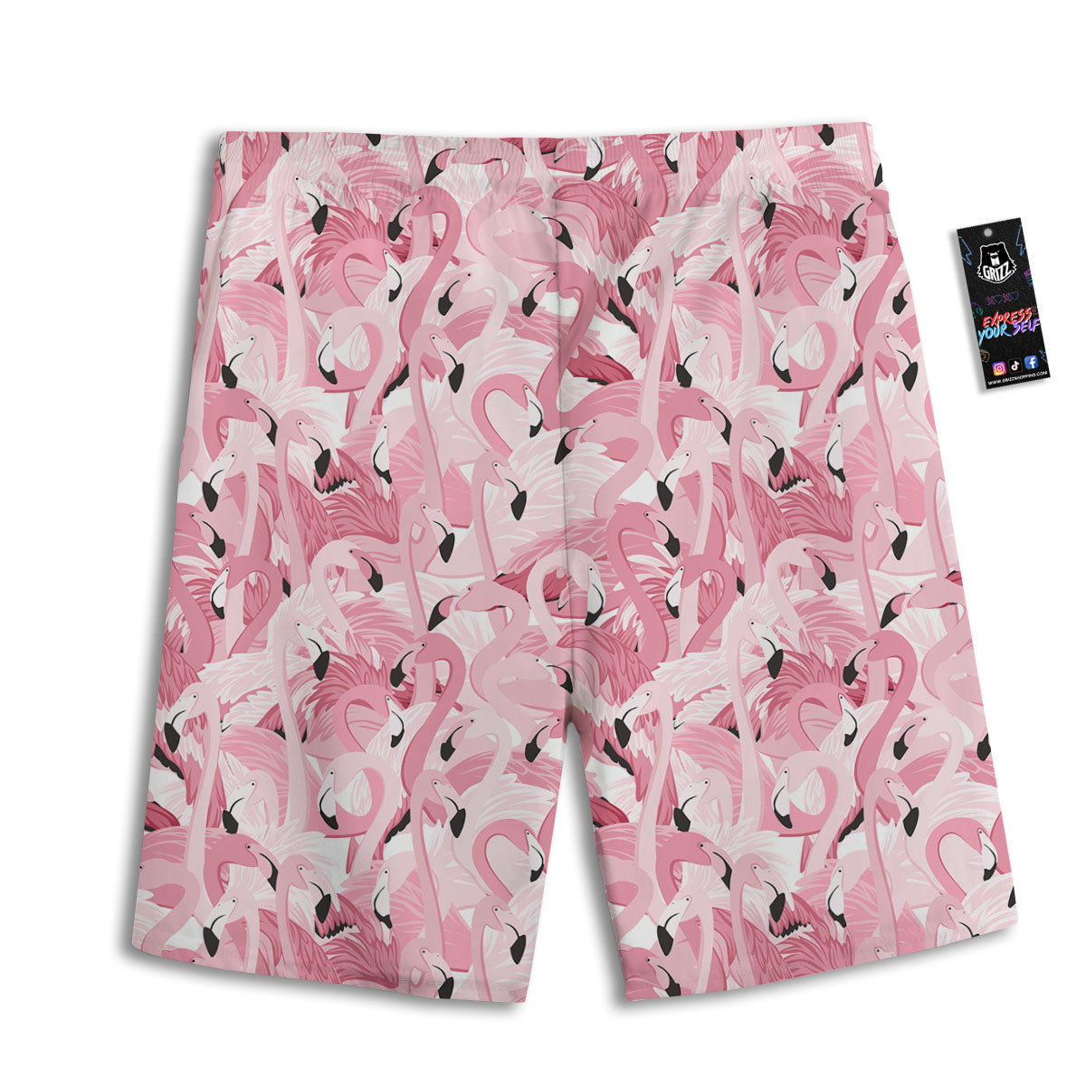 Flamingo Pink Print Pattern Men's Athletic Shorts
