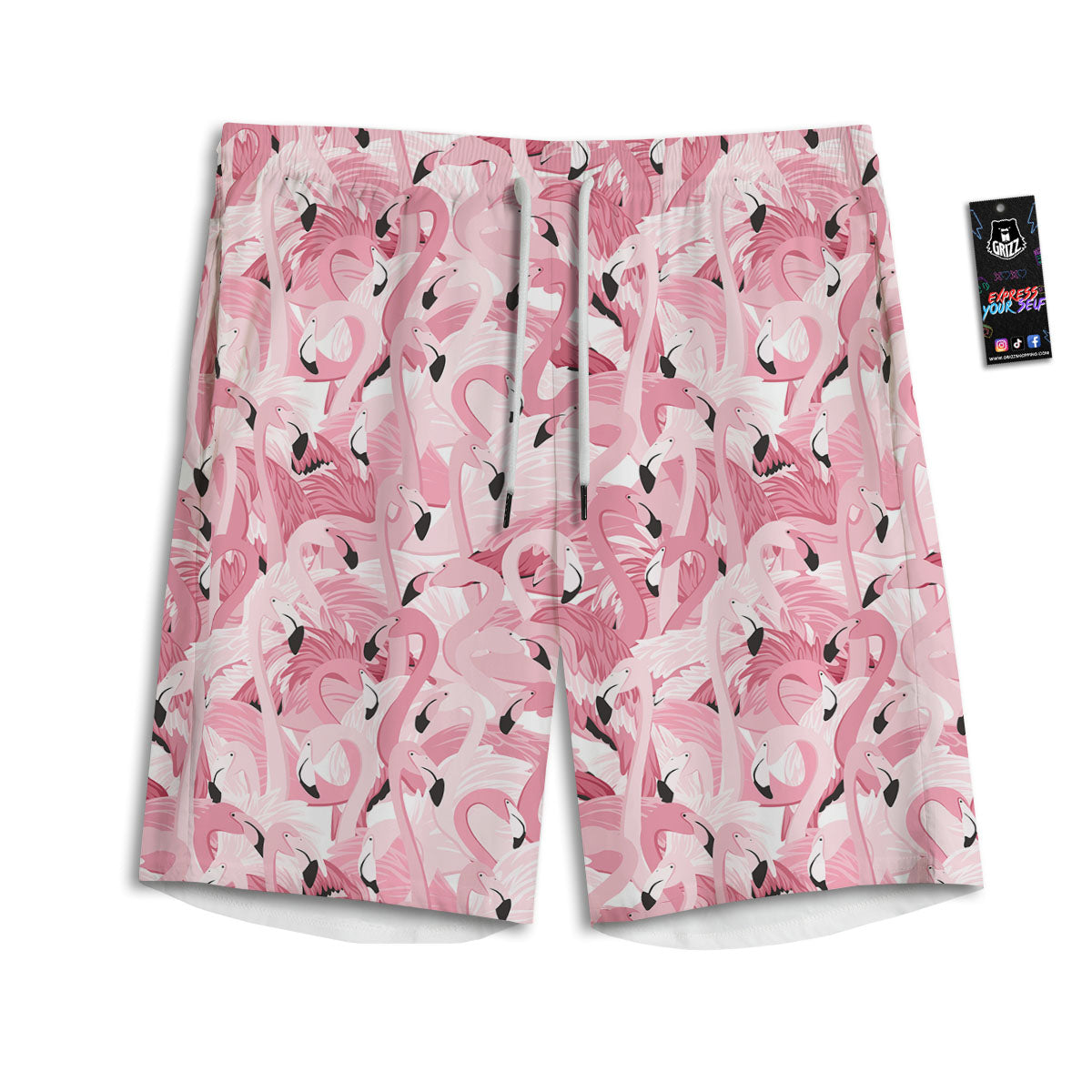 Flamingo Pink Print Pattern Men's Athletic Shorts