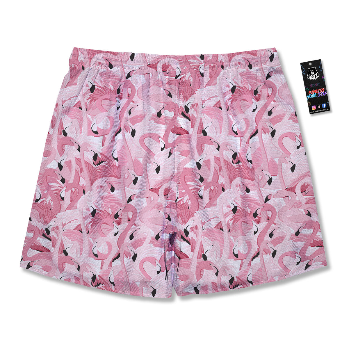 Flamingo Pink Print Pattern Men's Running Shorts-grizzshop