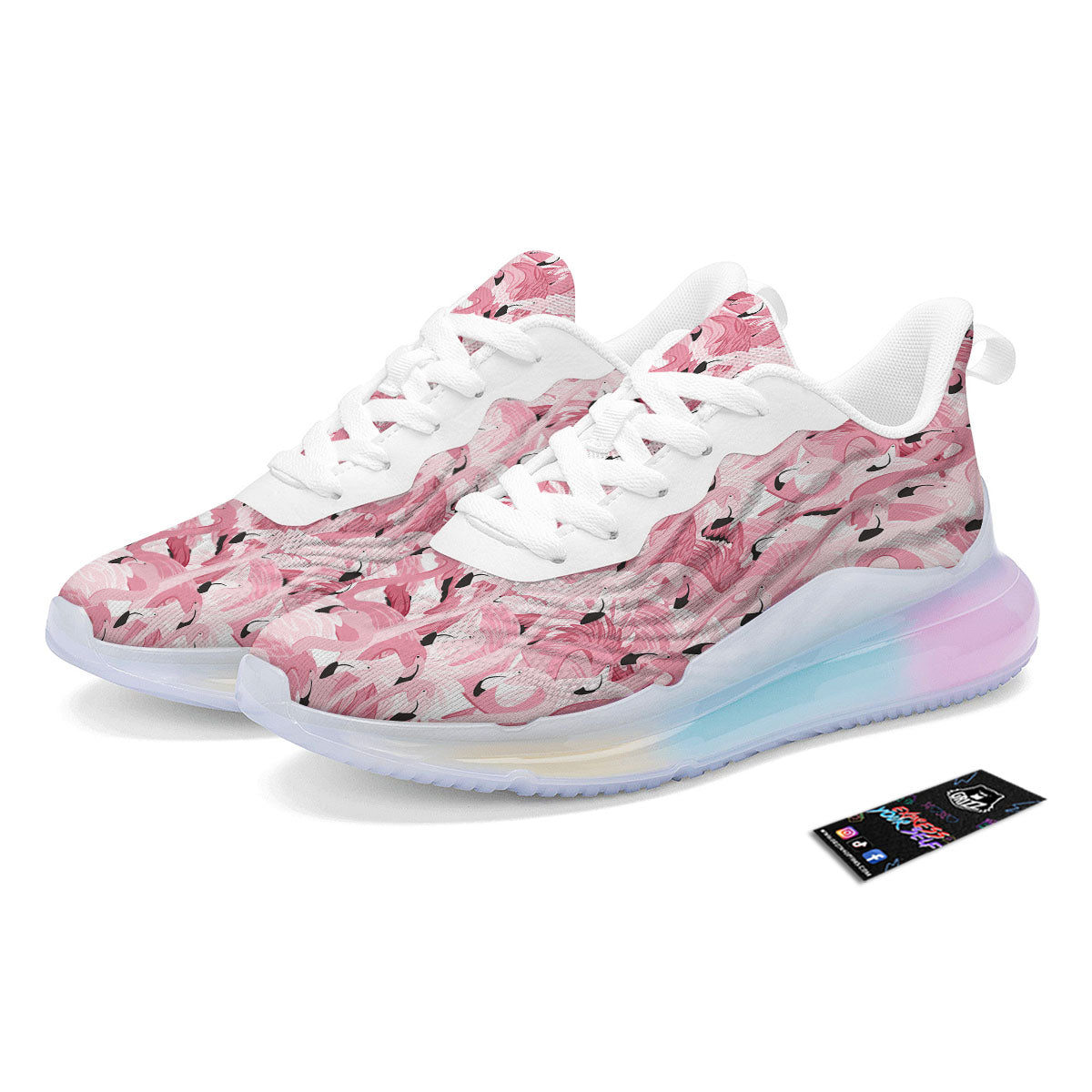 Flamingo Pink Print Pattern Running Sneakers-grizzshop