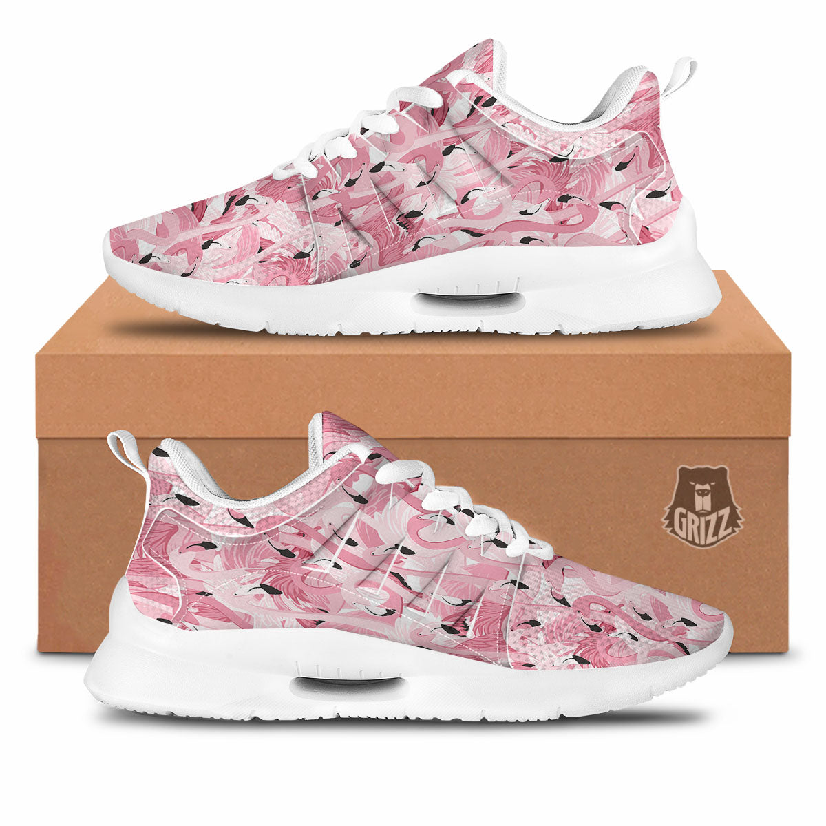 Flamingo Pink Print Pattern Tennis Shoes-grizzshop