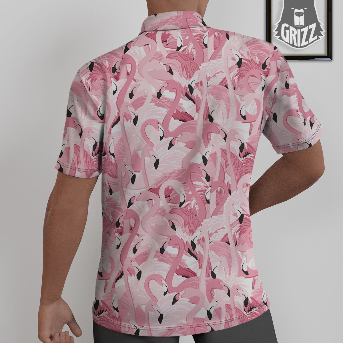 Flamingo Pink Print Pattern Untucked Shirts-grizzshop
