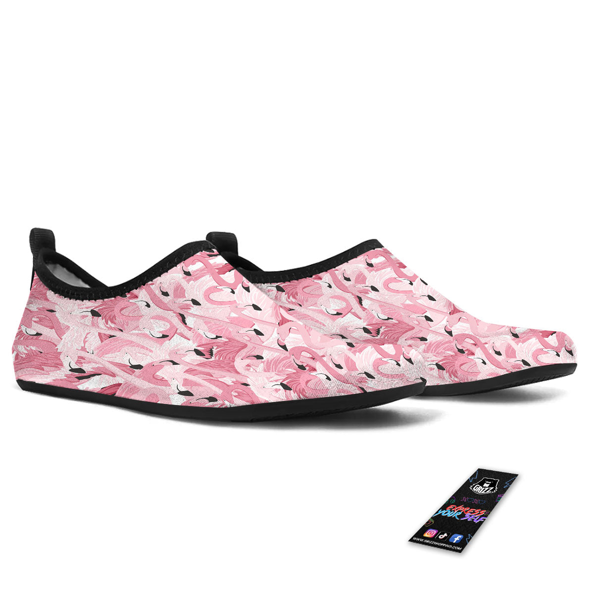 Flamingo Pink Print Pattern Water Shoes-grizzshop