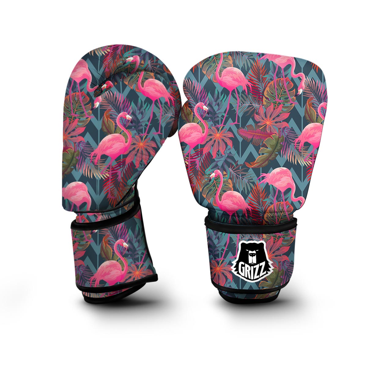 Flamingo Stripe Hawaiian Tropical Pattern Print Boxing Gloves-grizzshop