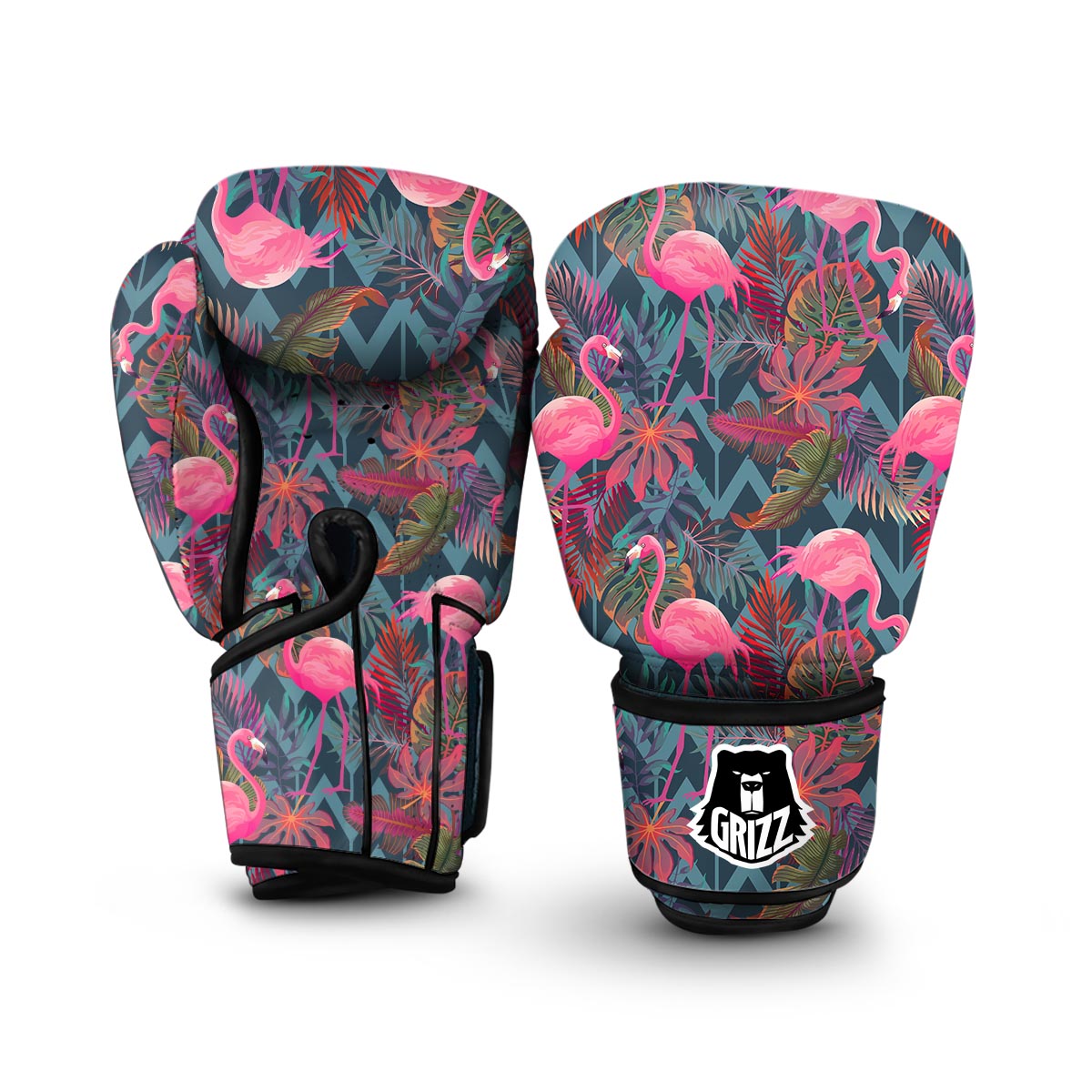 Flamingo Stripe Hawaiian Tropical Pattern Print Boxing Gloves-grizzshop
