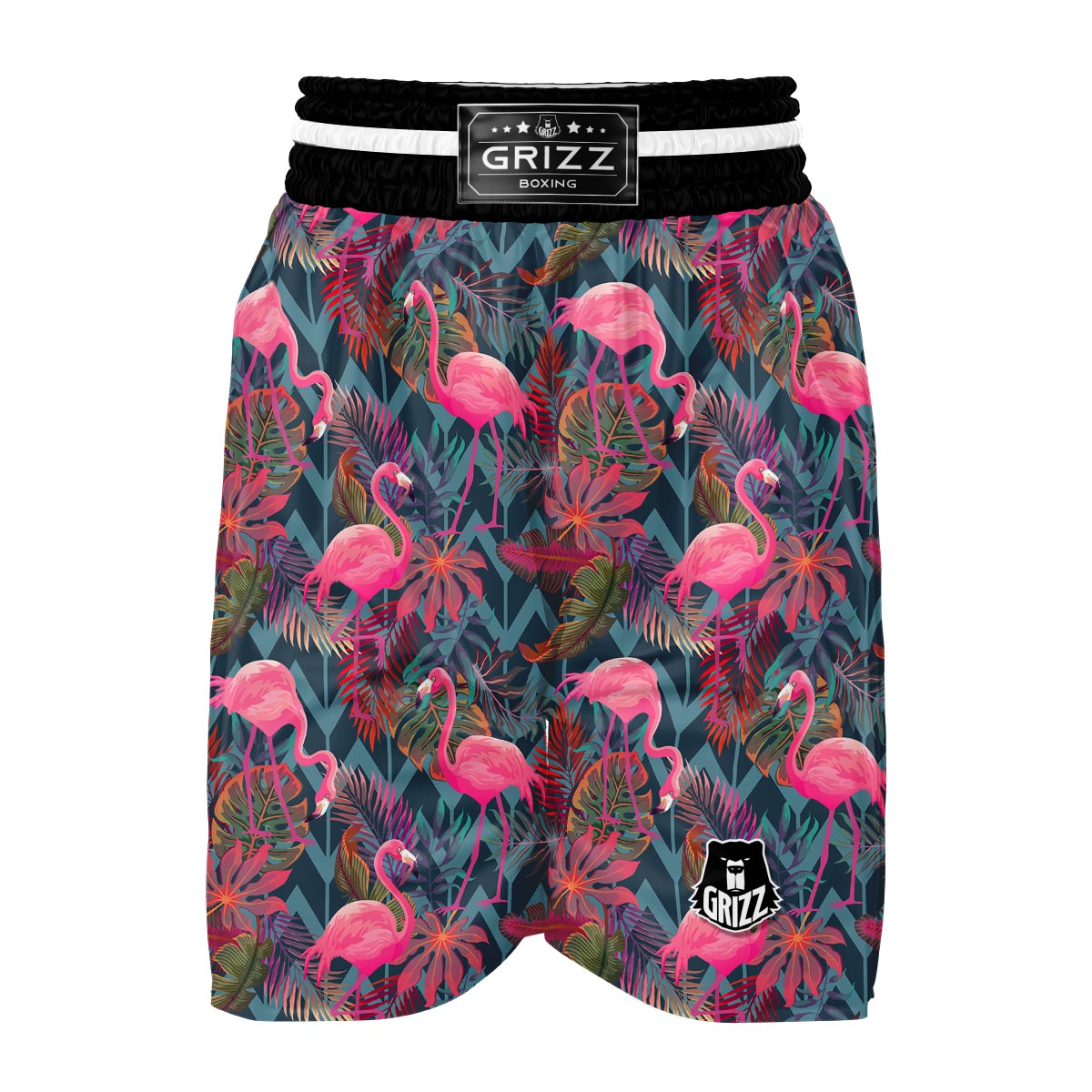 Flamingo Stripe Hawaiian Tropical Pattern Print Boxing Shorts-grizzshop