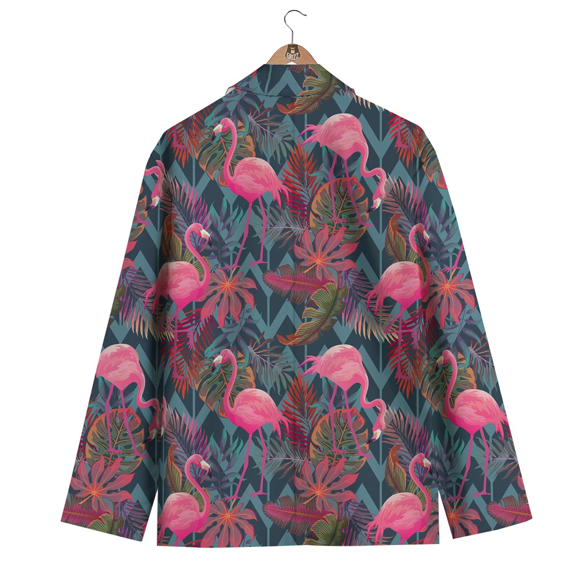 Flamingo Stripe Hawaiian Tropical Pattern Print Men's Blazer-grizzshop