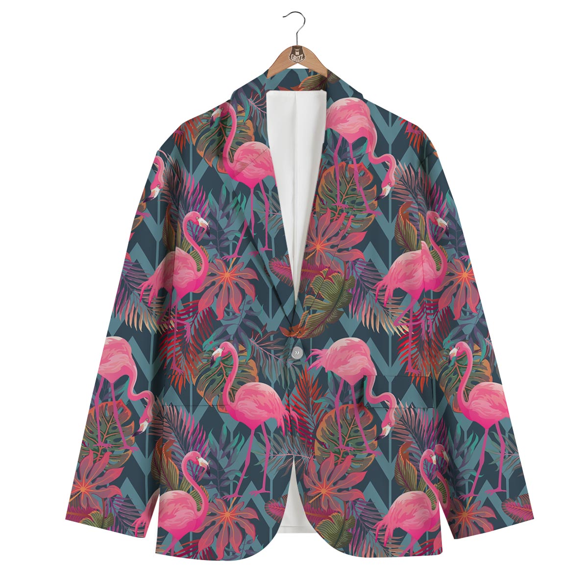 Flamingo Stripe Hawaiian Tropical Pattern Print Men's Blazer-grizzshop