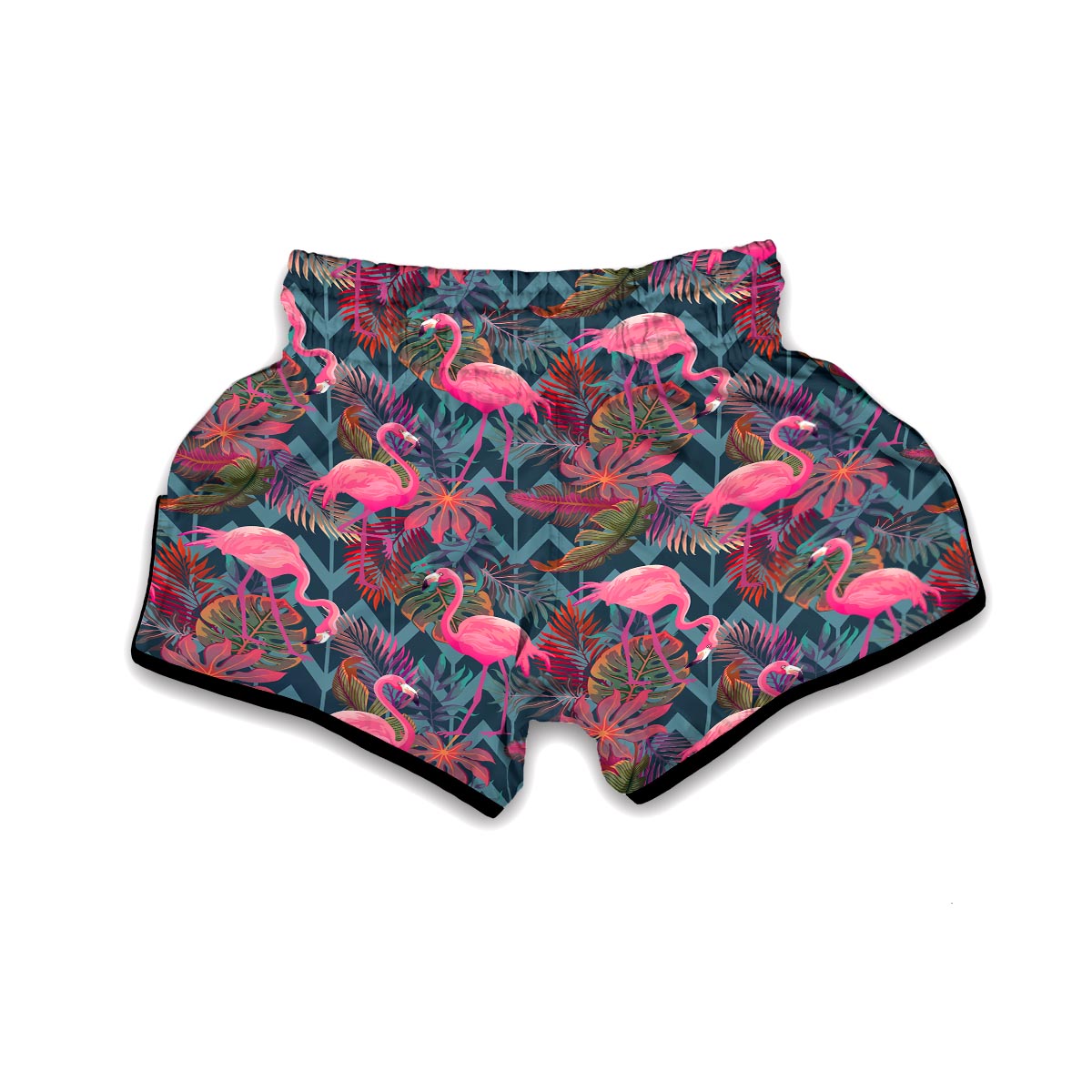 Flamingo Stripe Hawaiian Tropical Pattern Print Muay Thai Boxing Shorts-grizzshop