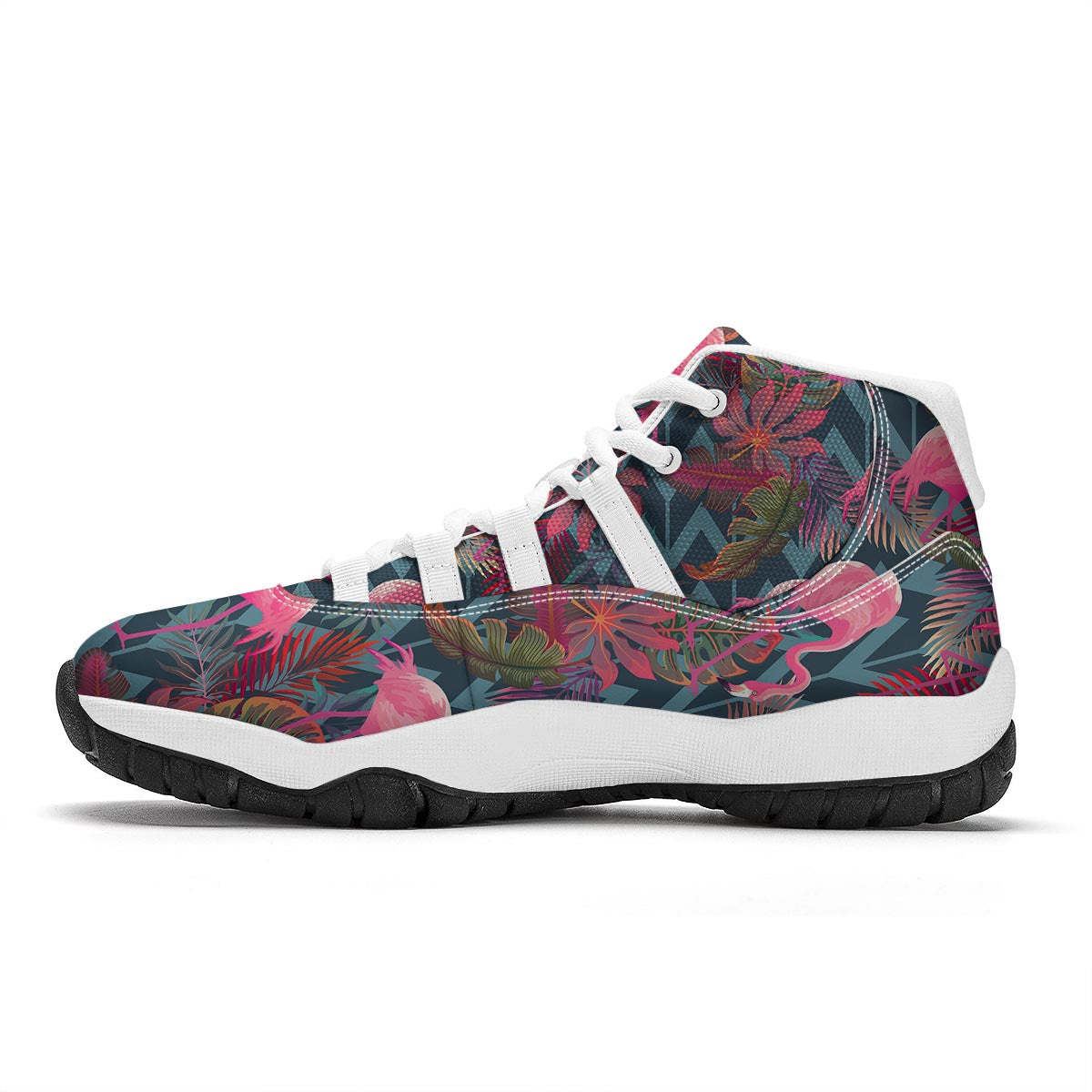 Flamingo Stripe Hawaiian Tropical Pattern Print White Bball Shoes-grizzshop
