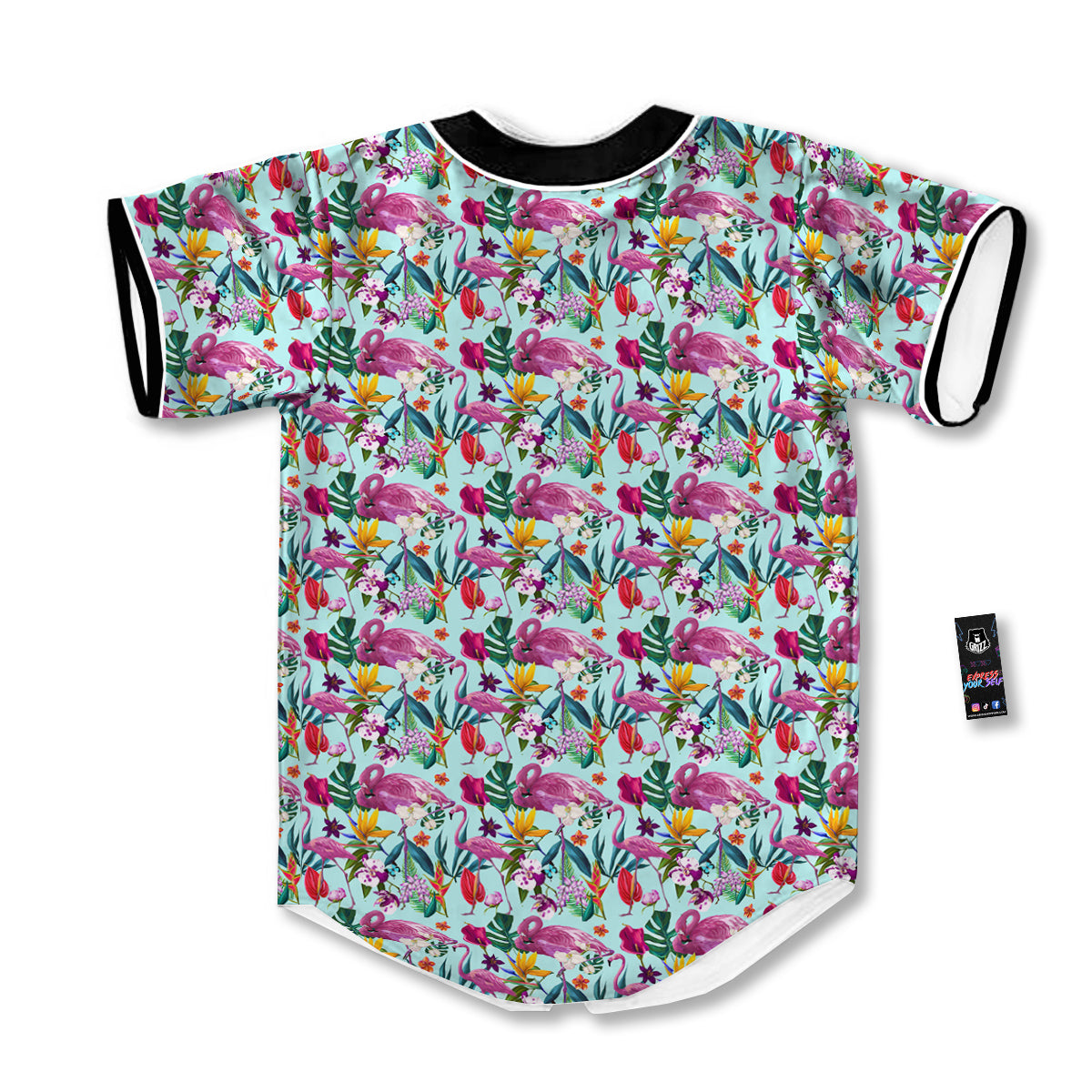Flamingo Tropical Colorful Print Baseball Jersey-grizzshop