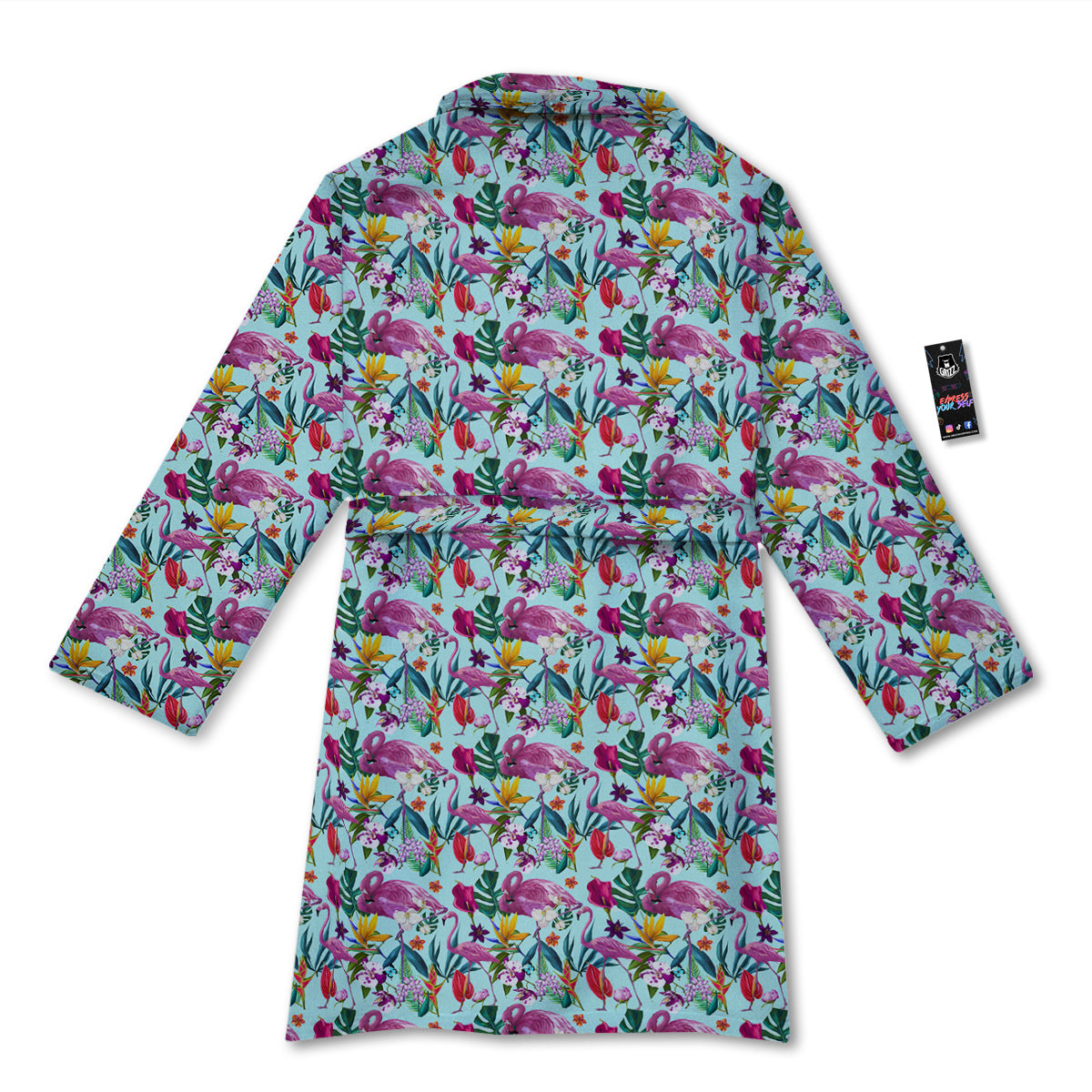 Flamingo Tropical Colorful Print Bathrobe-grizzshop