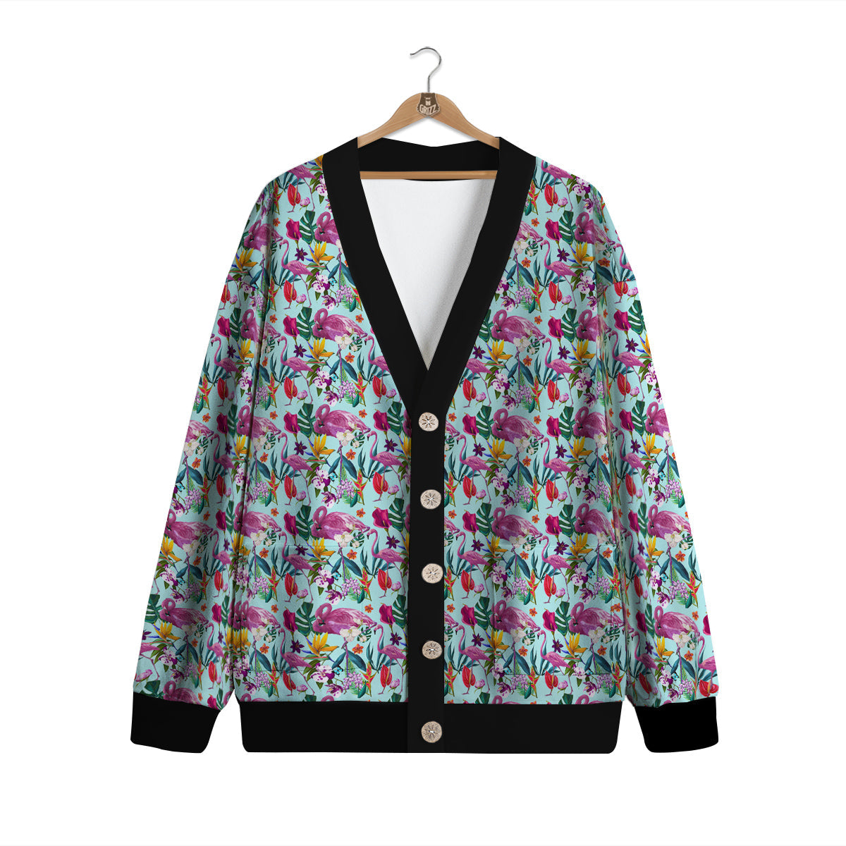 Flamingo Tropical Colorful Print Cardigan-grizzshop