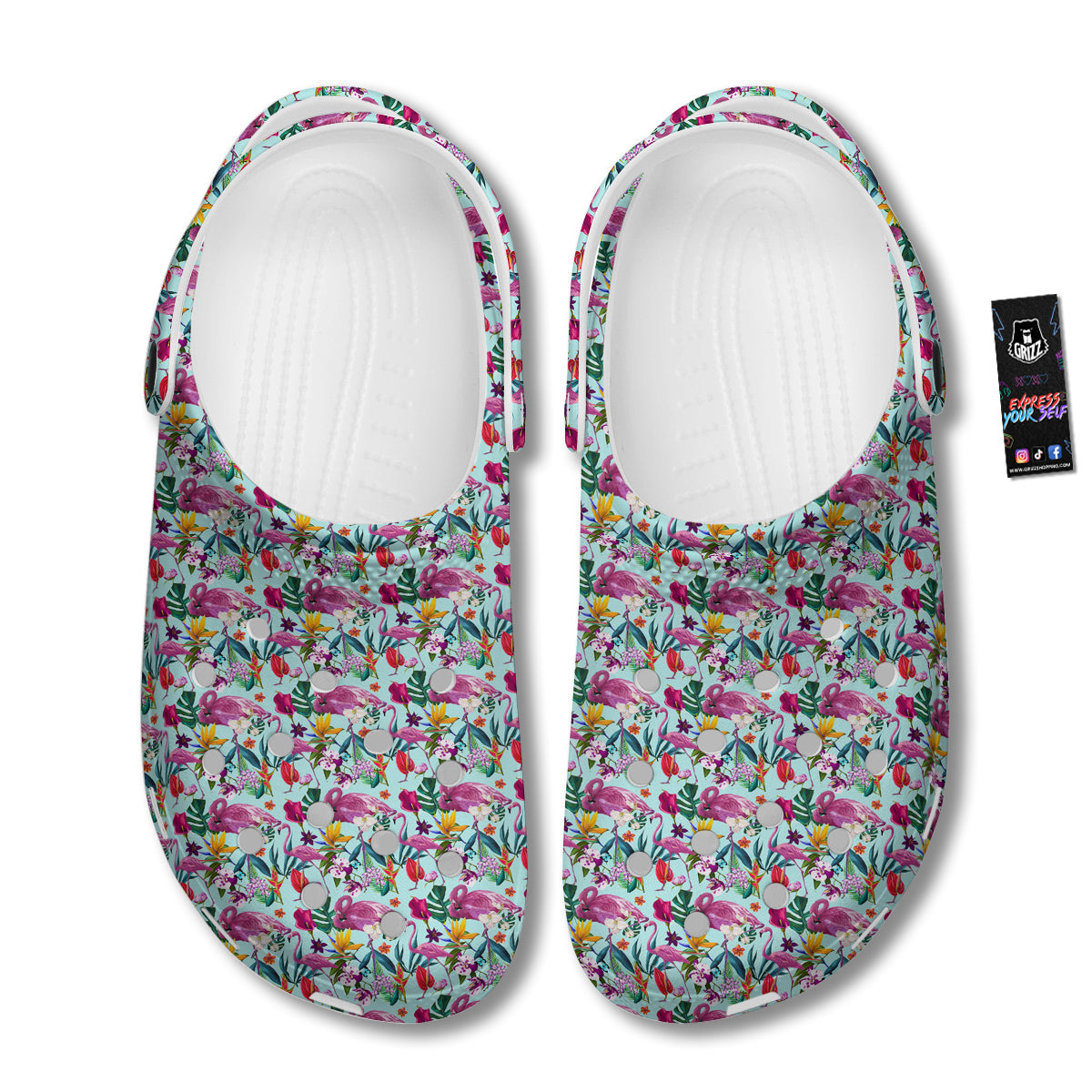 Flamingo Tropical Colorful Print Clog-grizzshop