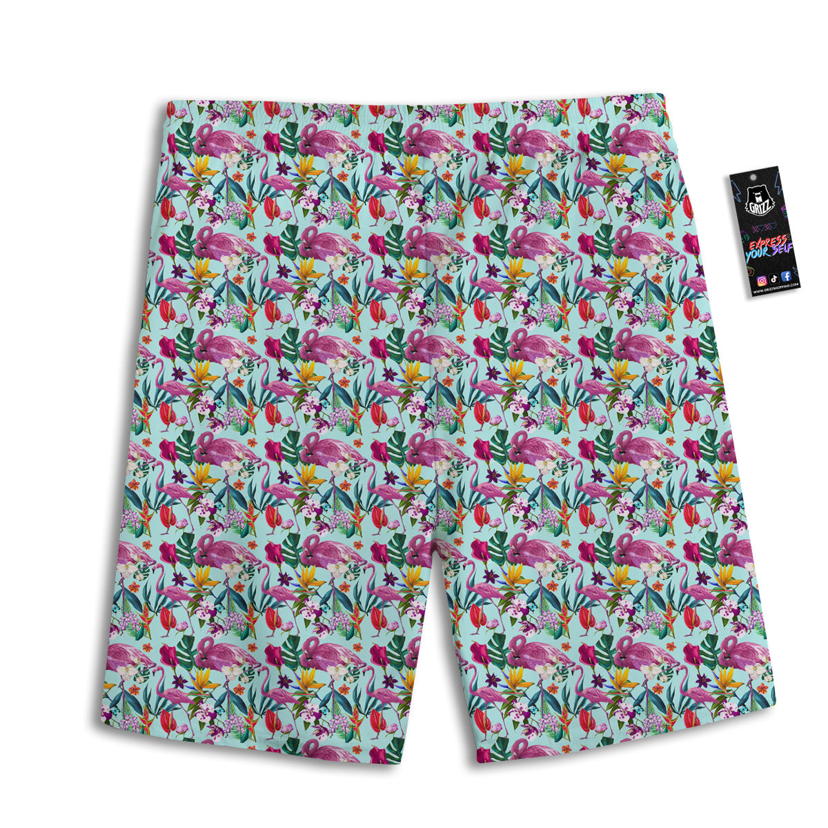 Flamingo Tropical Colorful Print Men's Athletic Shorts