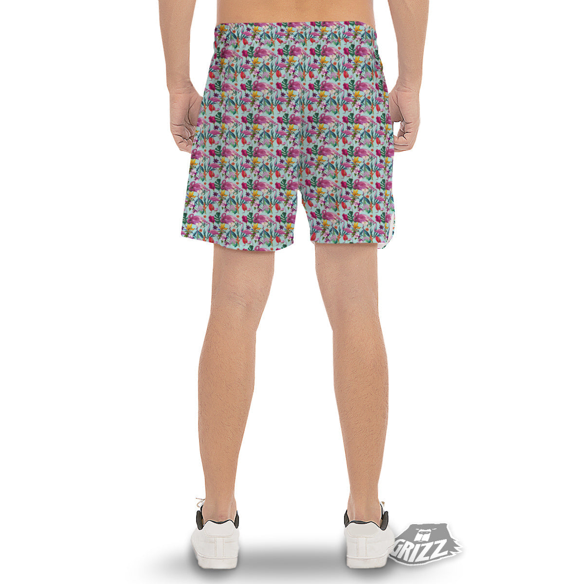 Flamingo Tropical Colorful Print Men's Gym Shorts-grizzshop