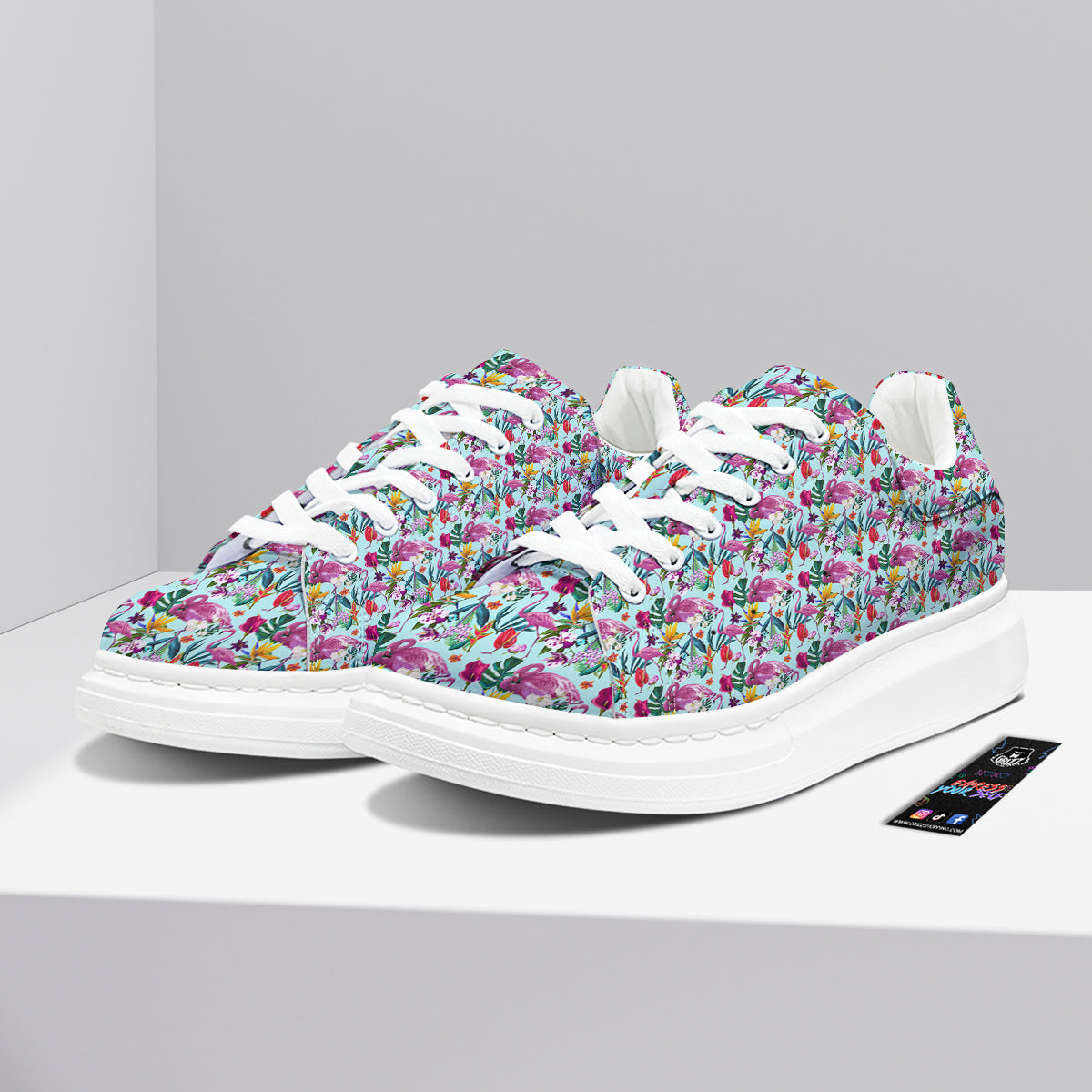 Flamingo Tropical Colorful Print Platform Shoes-grizzshop