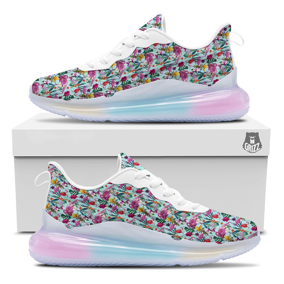 Flamingo Tropical Colorful Print Running Sneakers-grizzshop