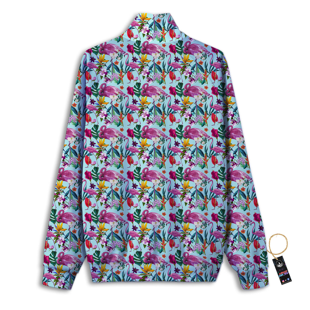 Flamingo Tropical Colorful Print Track Jacket-grizzshop