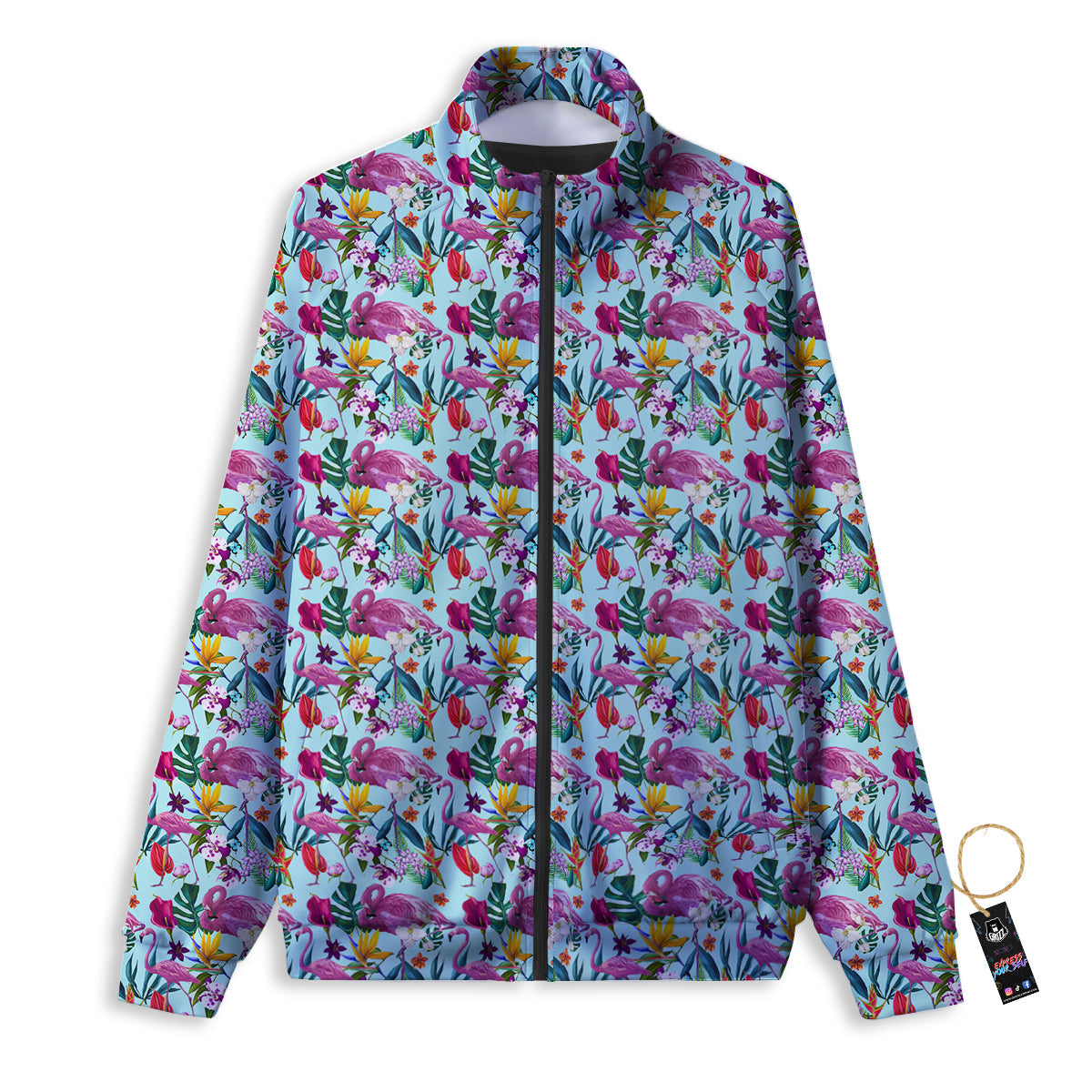 Flamingo Tropical Colorful Print Track Jacket-grizzshop
