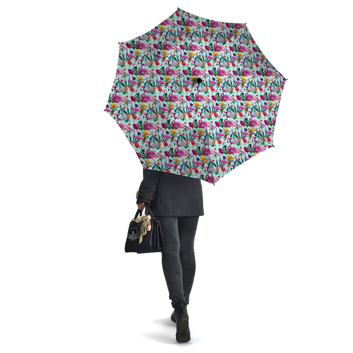 Flamingo Tropical Colorful Print Umbrella-grizzshop