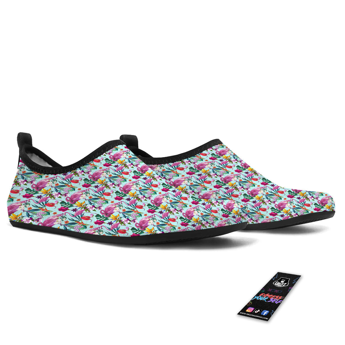 Flamingo Tropical Colorful Print Water Shoes-grizzshop