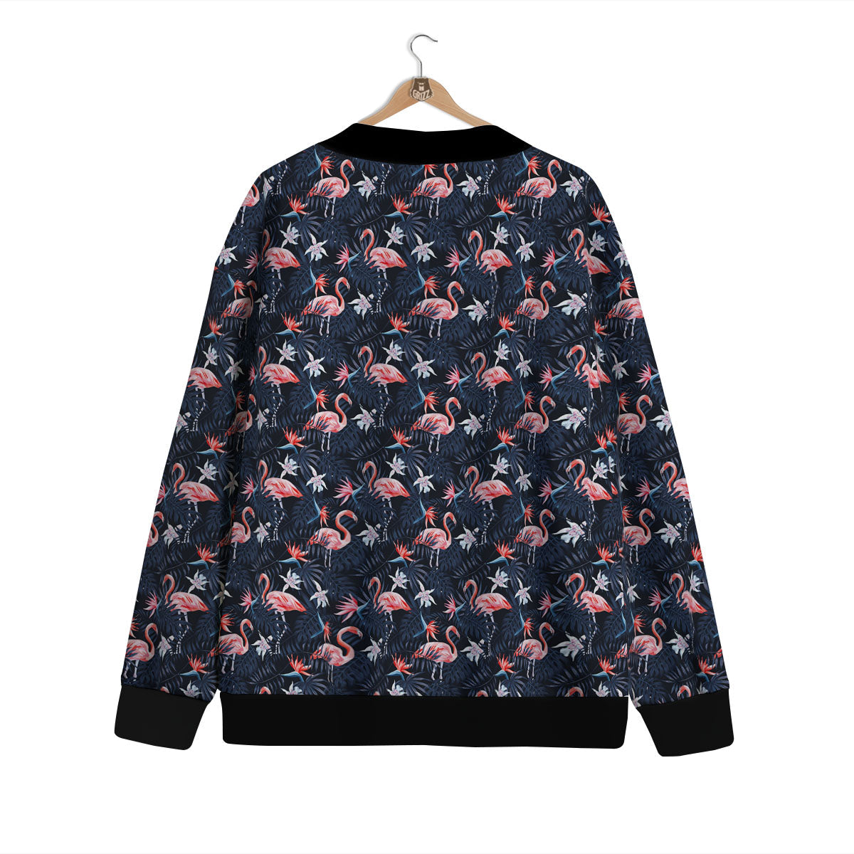 Flamingo Tropical Dark Print Pattern Cardigan-grizzshop