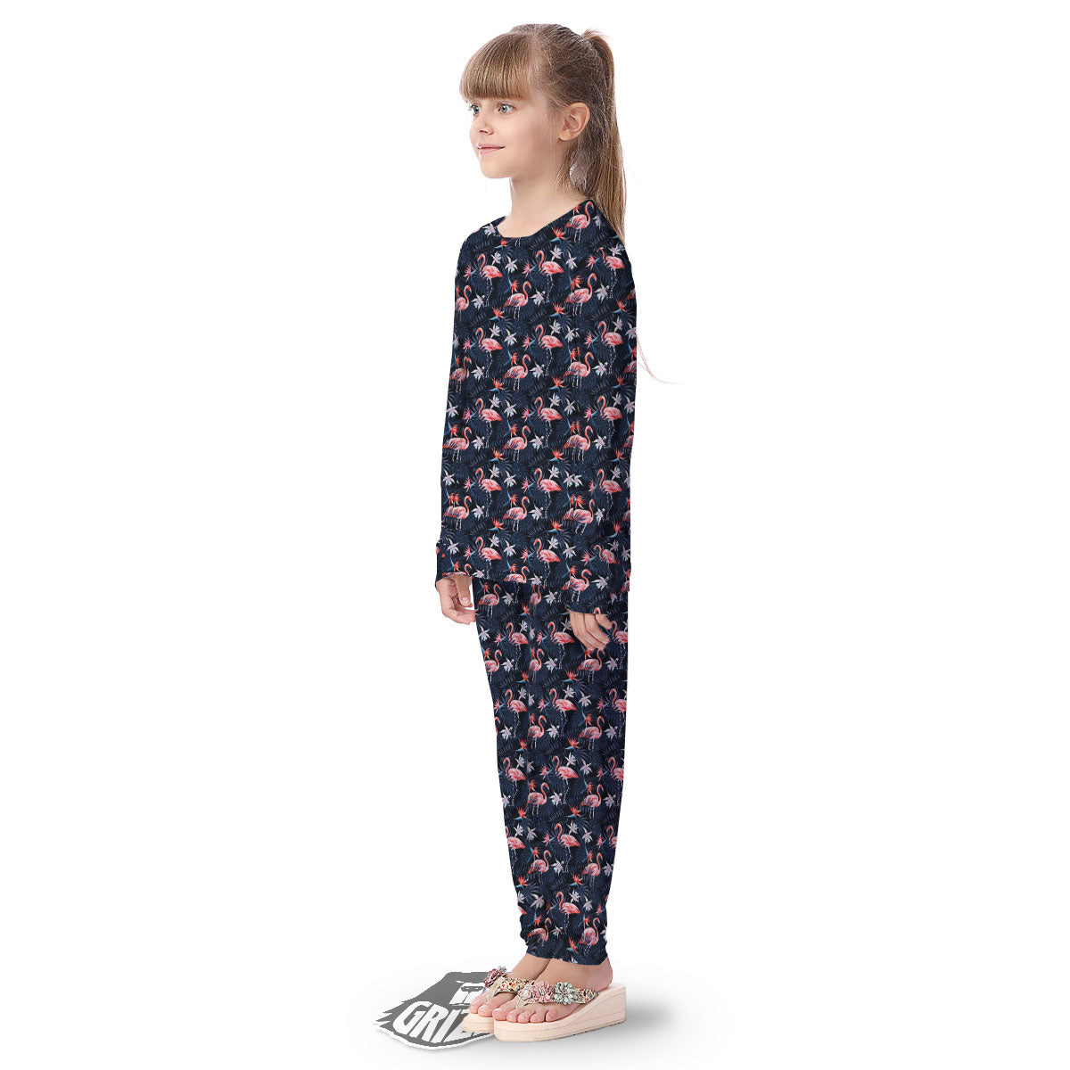 Flamingo Tropical Dark Print Pattern Kid's Pajamas-grizzshop