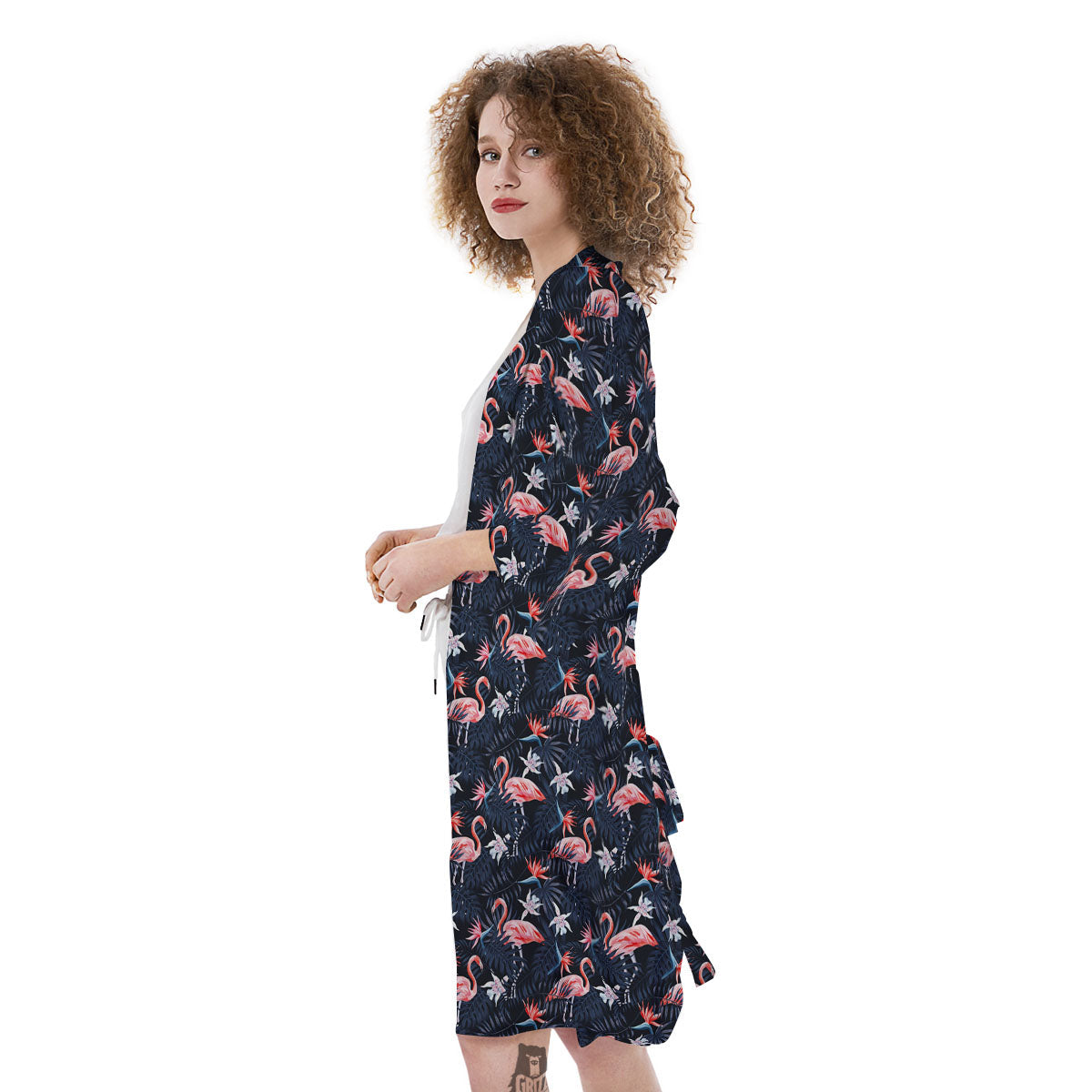 Flamingo Tropical Dark Print Pattern Kimono-grizzshop